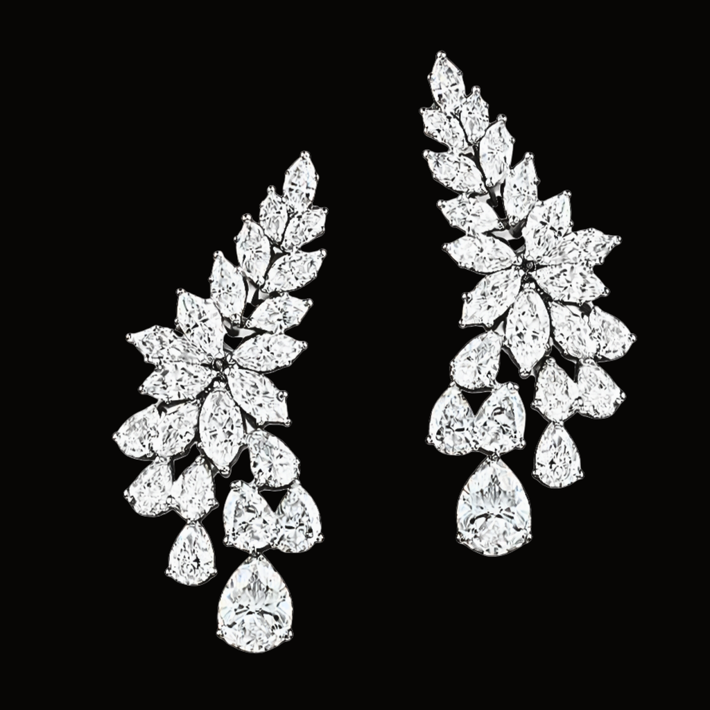 Véskara Celestia Diamond Floral Drop Earrings