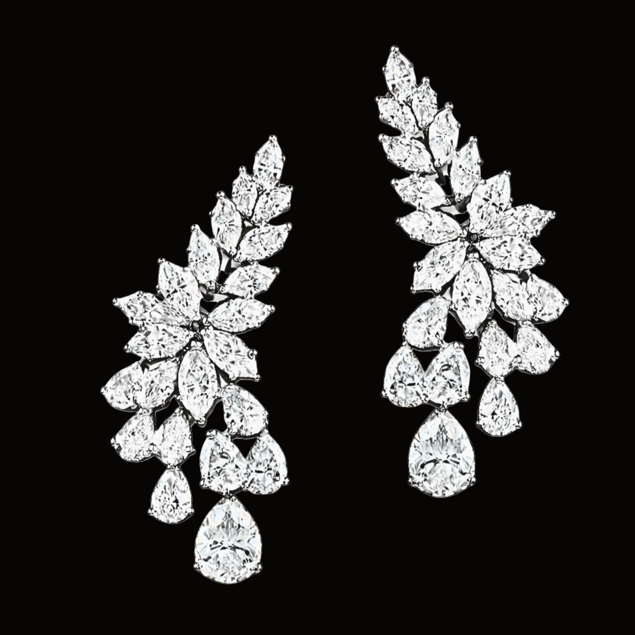 Véskara Celestia Diamond Floral Drop Earrings