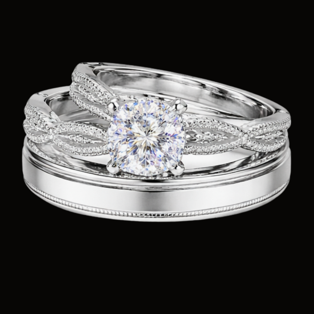 Véskara Cushion Diamond Stackable Ring Set – Twisted Pavé Bridal Stack