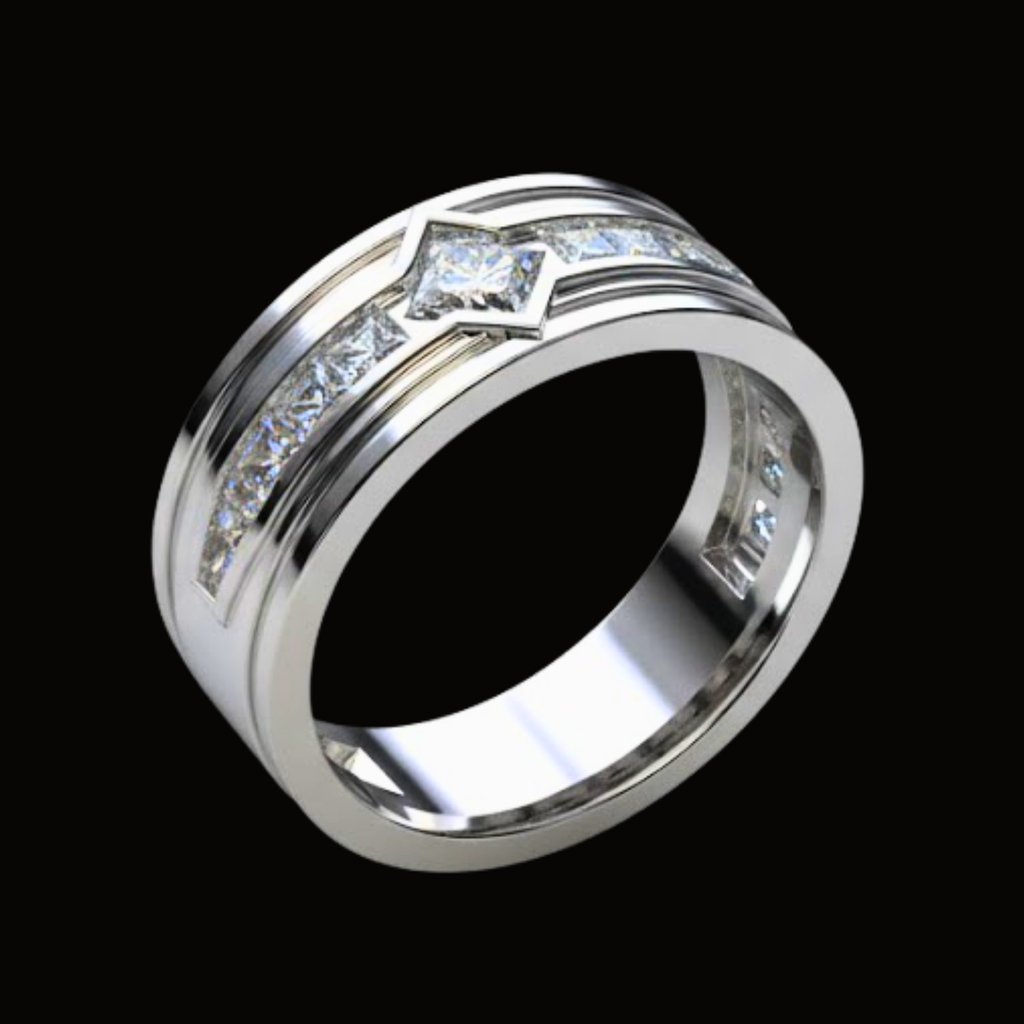 Véskara Men's Princess Cut Diamond Band