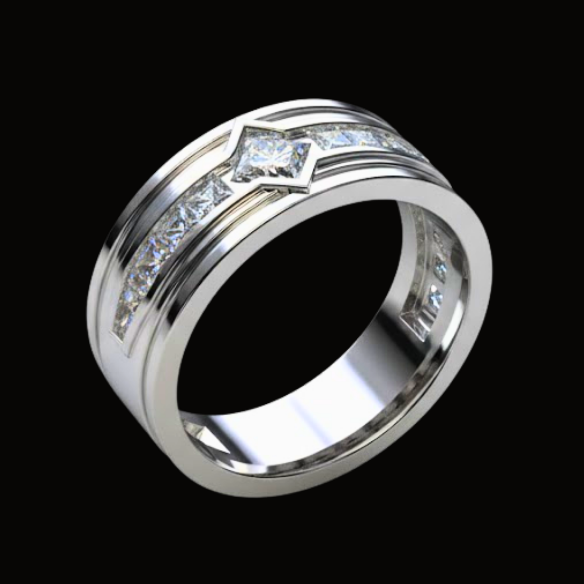 Véskara Men's Princess Cut Diamond Band