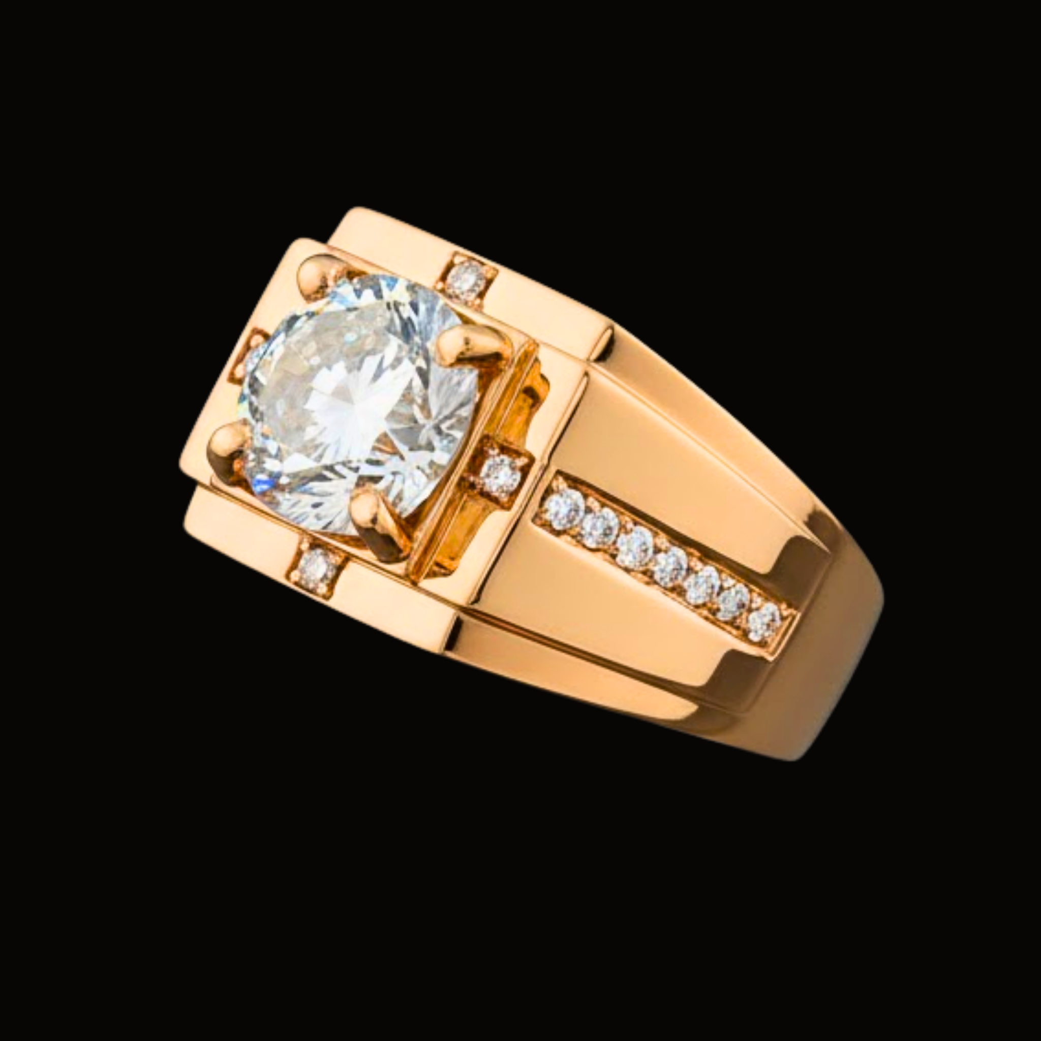 Véskara Men's Gold Solitaire Diamond Power Ring