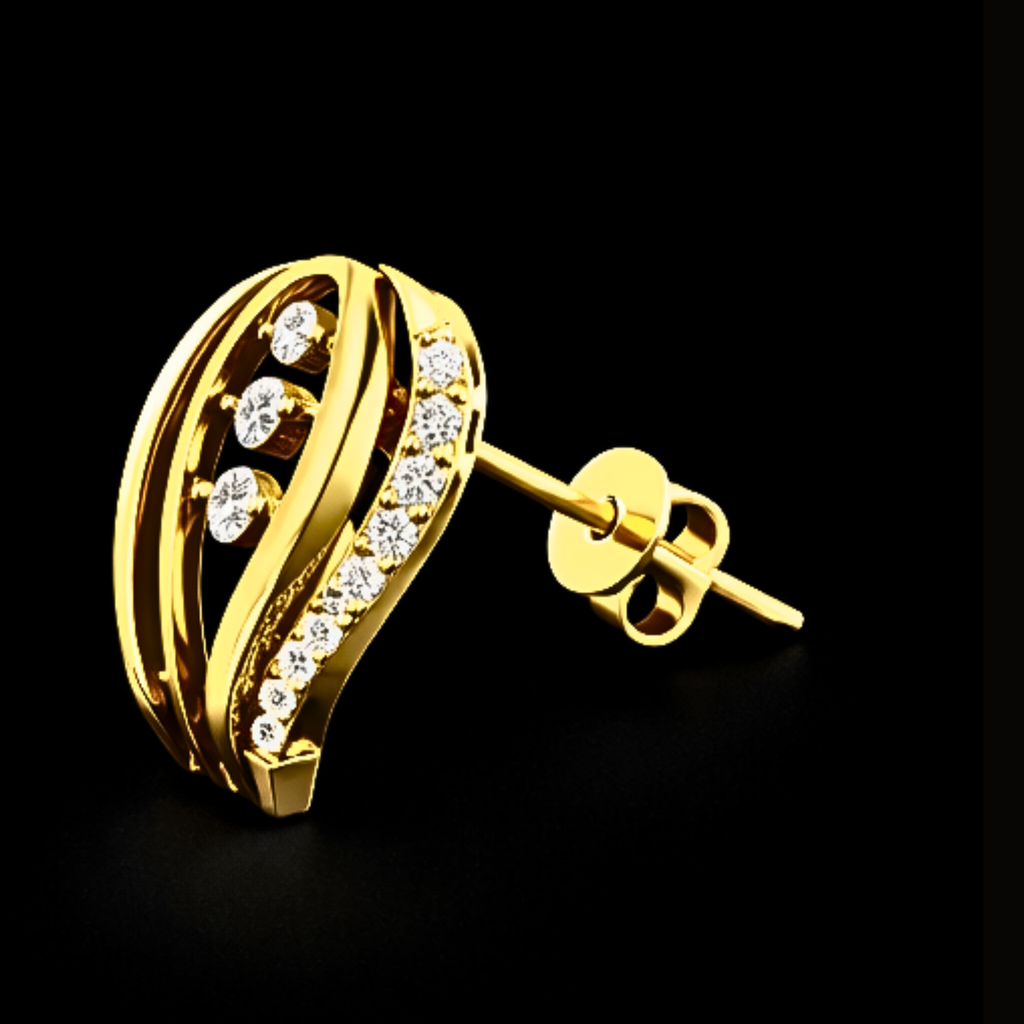 Véskara Aurum Curve Diamond Stud Earrings