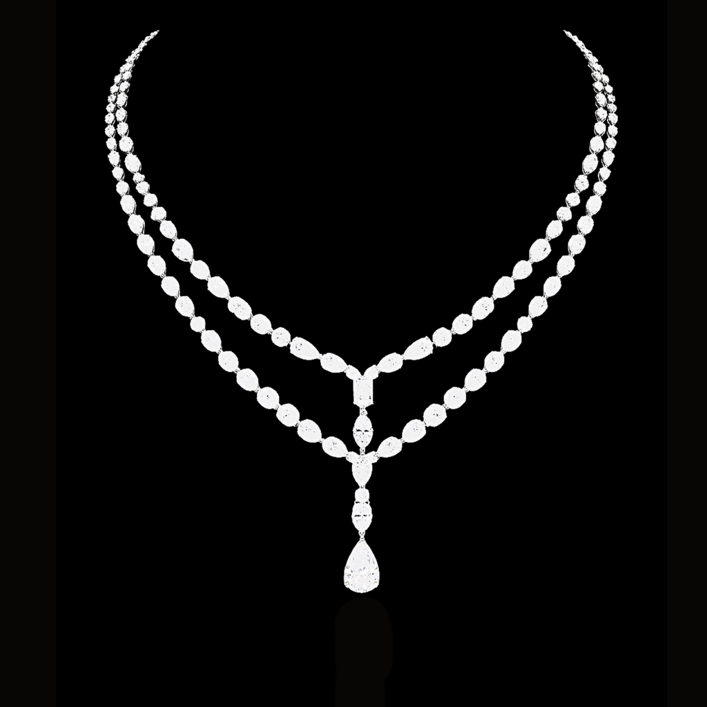 Véskara Layered Marquise Diamond Drop Necklace