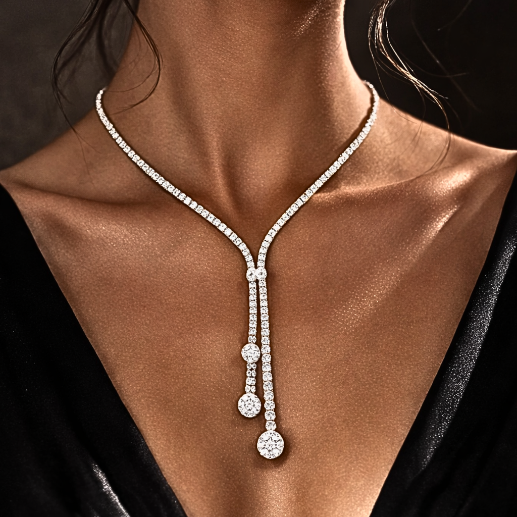 Véskara Diamond Y-Drop Tennis Necklace