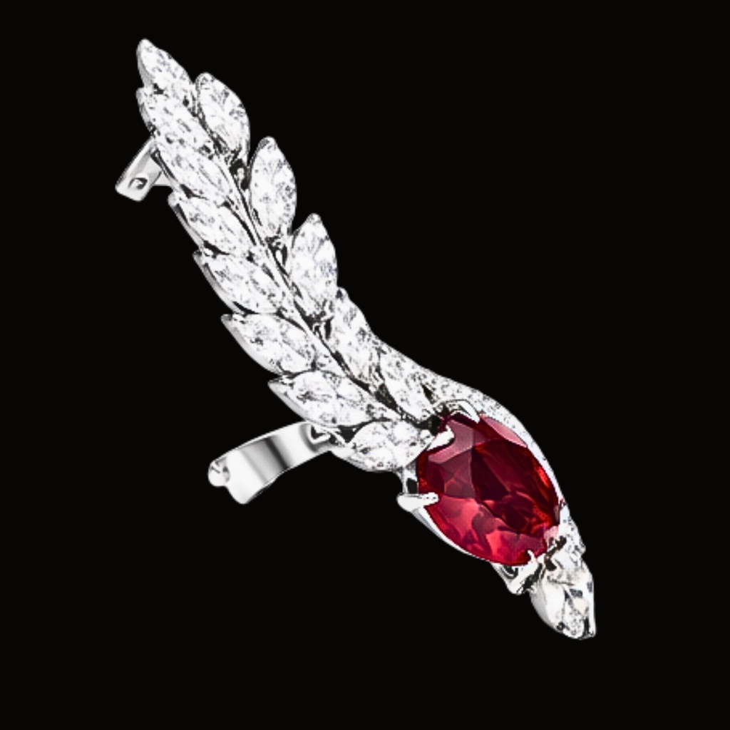 Véskara Ruby Leaf Diamond Ear Cuff
