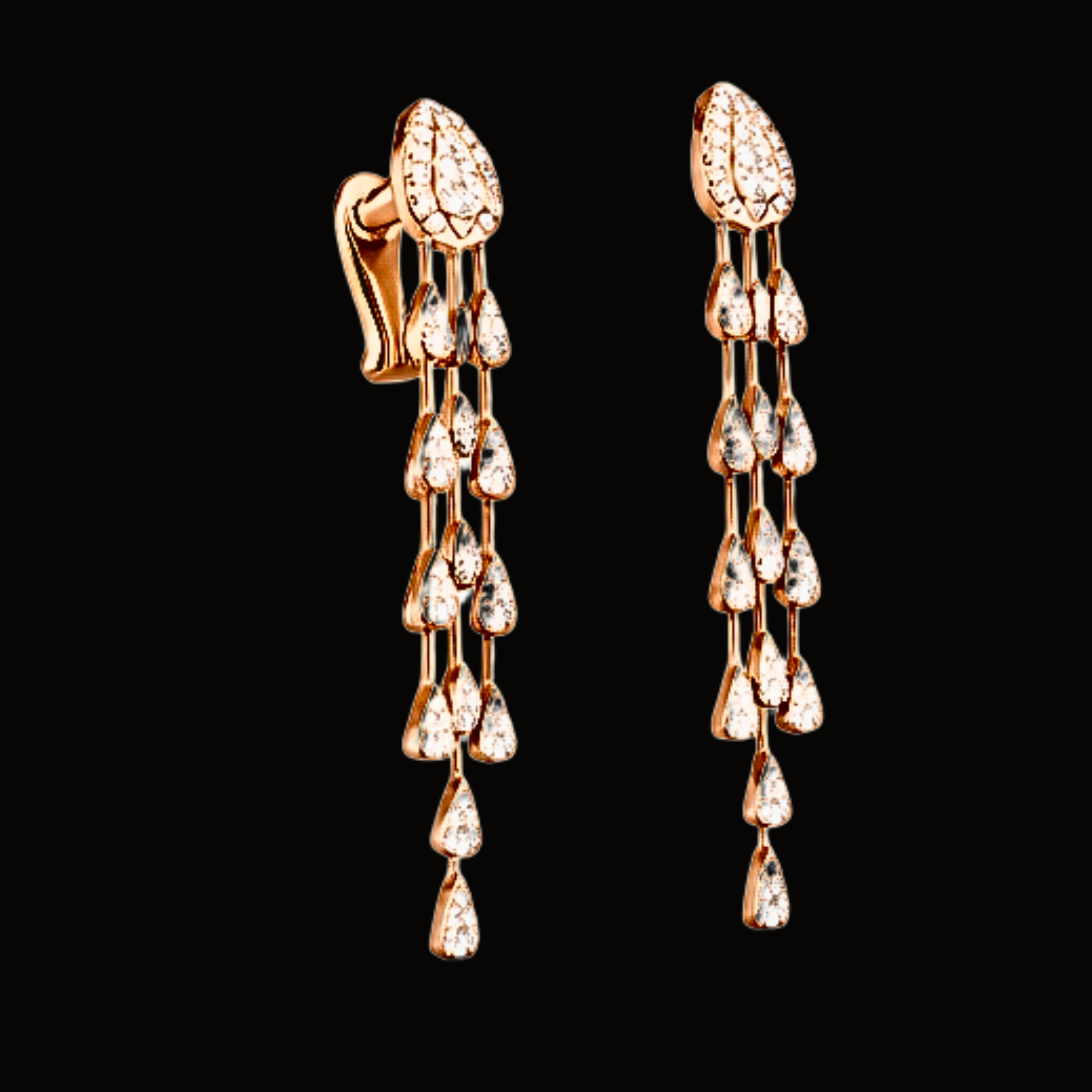 Véskara Luna Diamond Teardrop Tassel Earrings