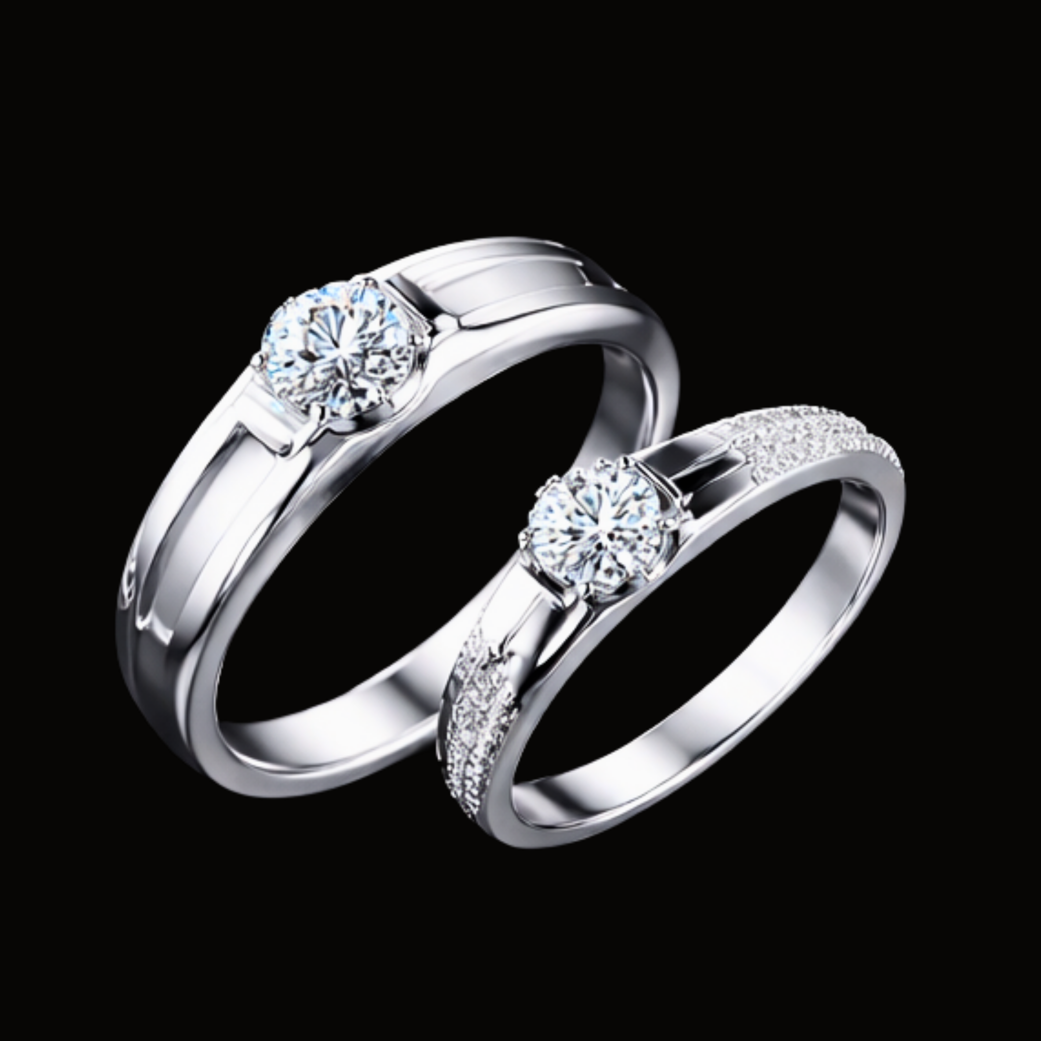 Véskara Eternal Unity Diamond Couple Rings – Classic His & Hers Matching Set