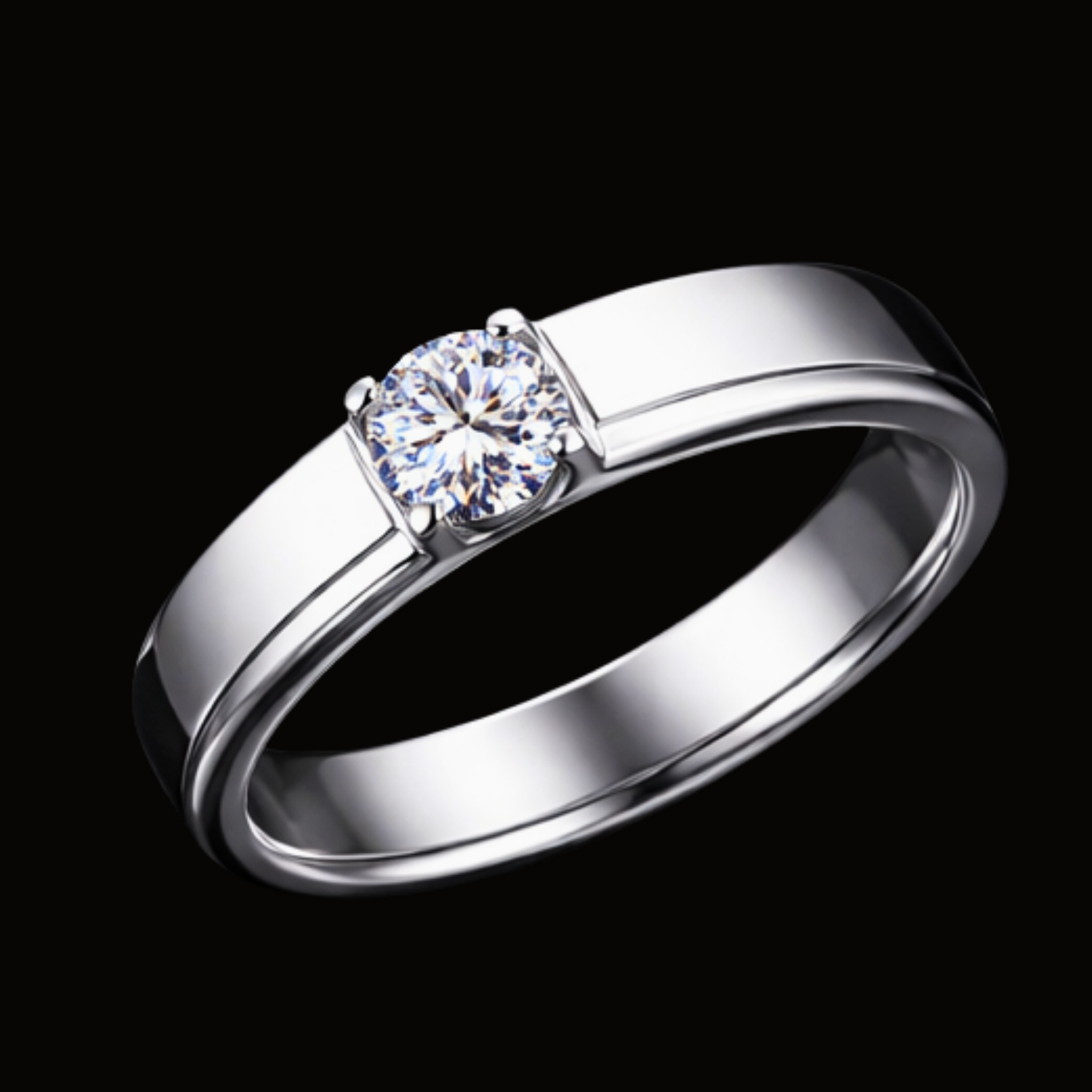 Véskara Minimal Solitaire Diamond Ring – Classic White Gold Engagement Band