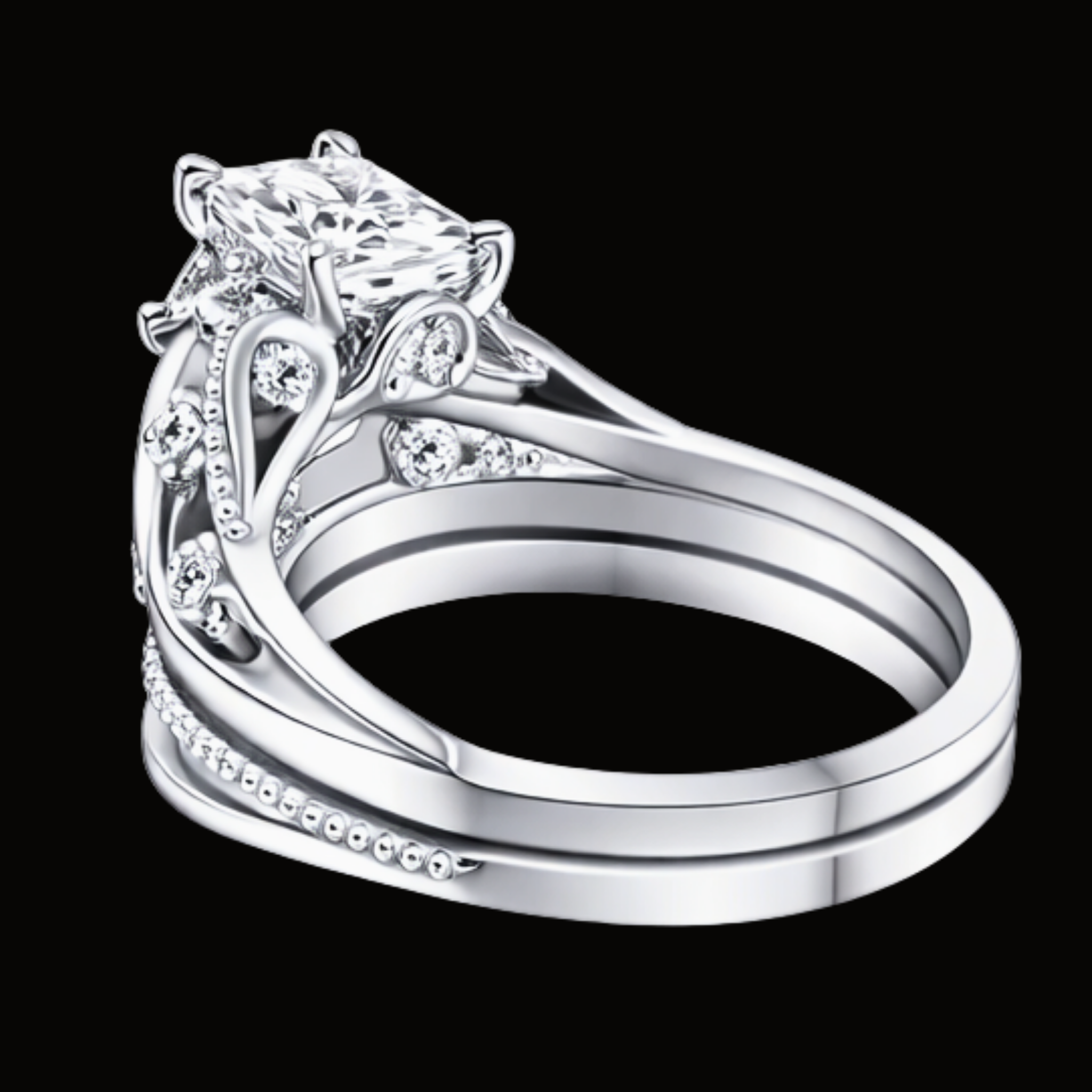 Véskara Royal Crown Princess Cut Diamond Engagement Ring