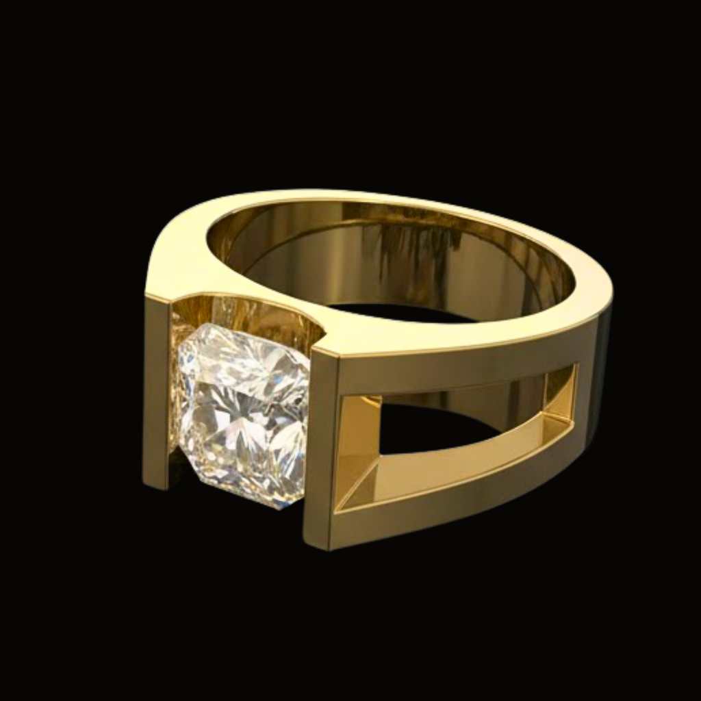Véskara Men's Architectural Solitaire Diamond Ring
