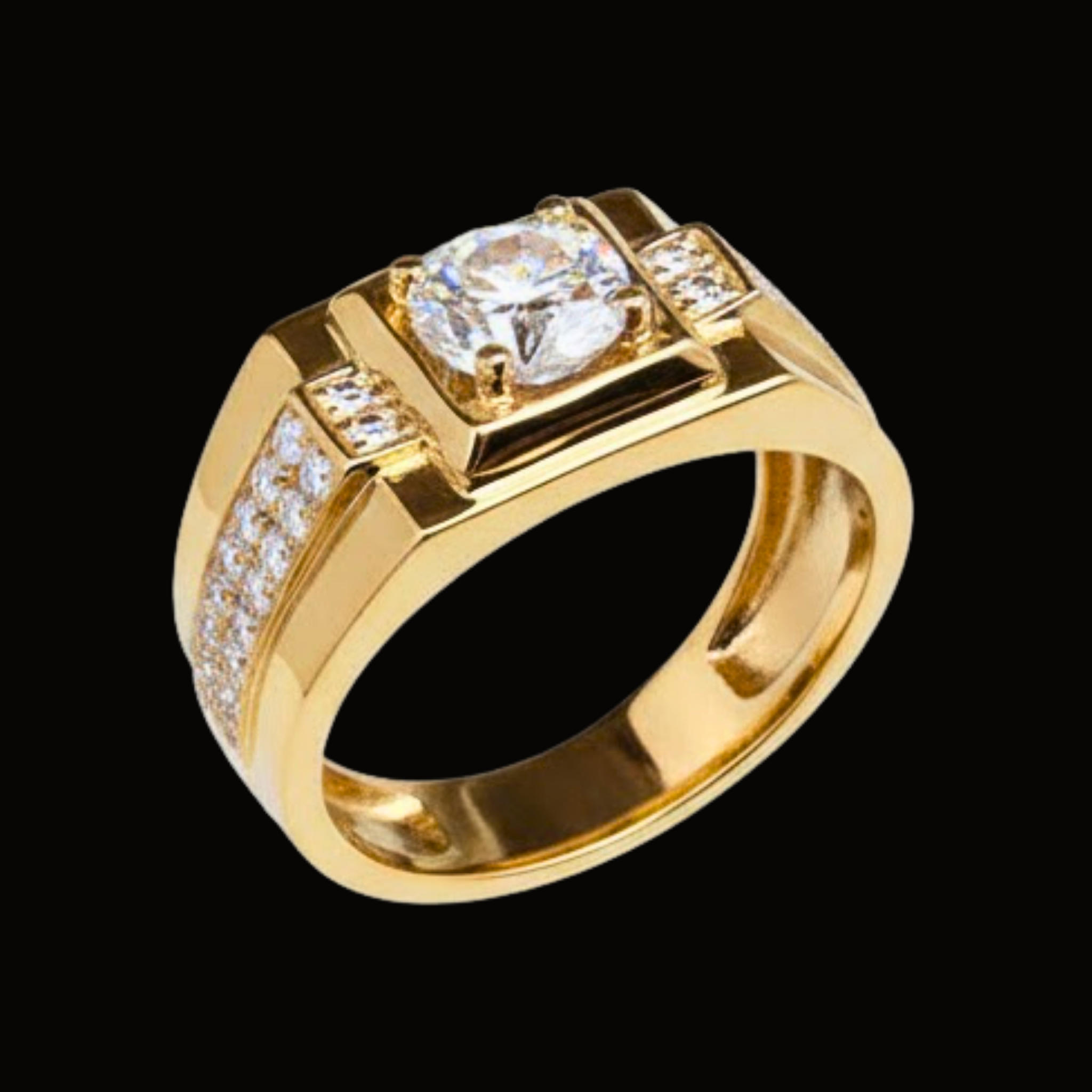 Véskara Men's Gold Square Diamond Engagement Ring