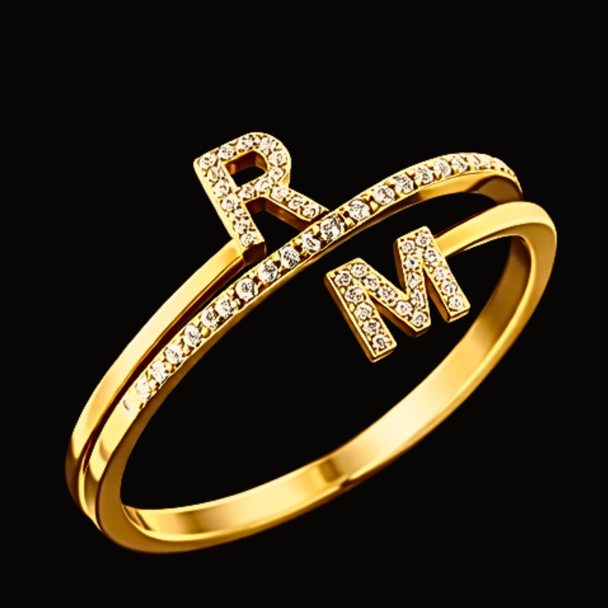 Véskara Diamond Initial Ring – R & M Personalized Diamond Ring