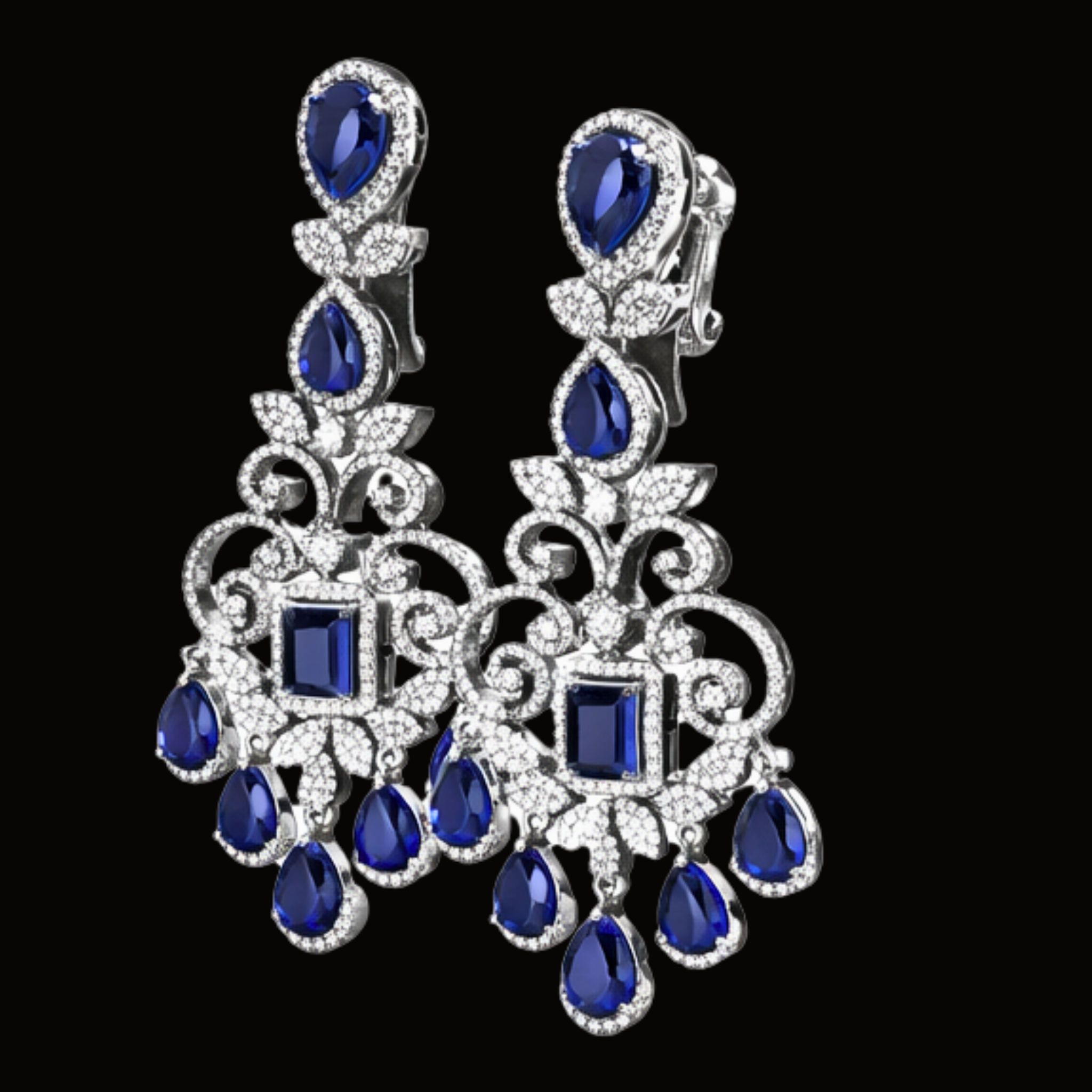 Véskara Royal Sapphire Diamond Chandelier Earrings