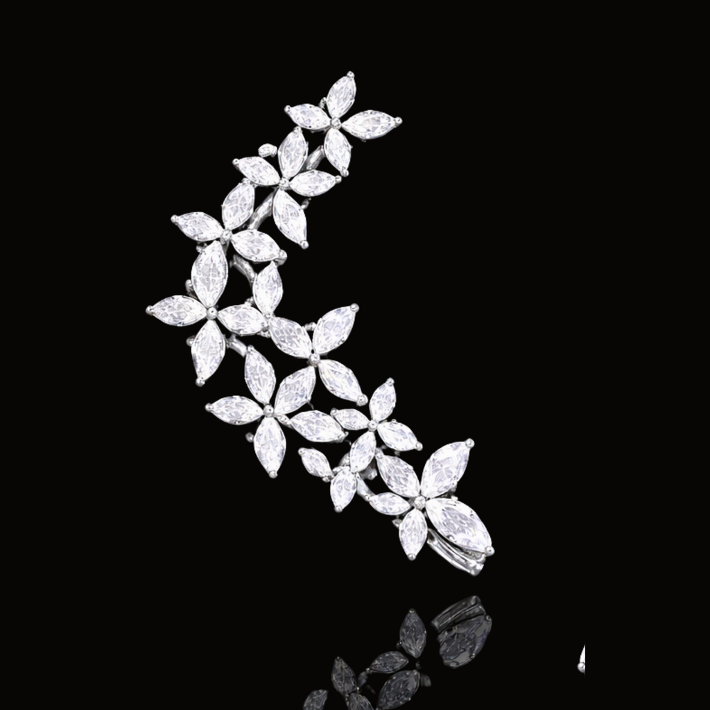 Véskara Celestia Floral Diamond Ear Climbers
