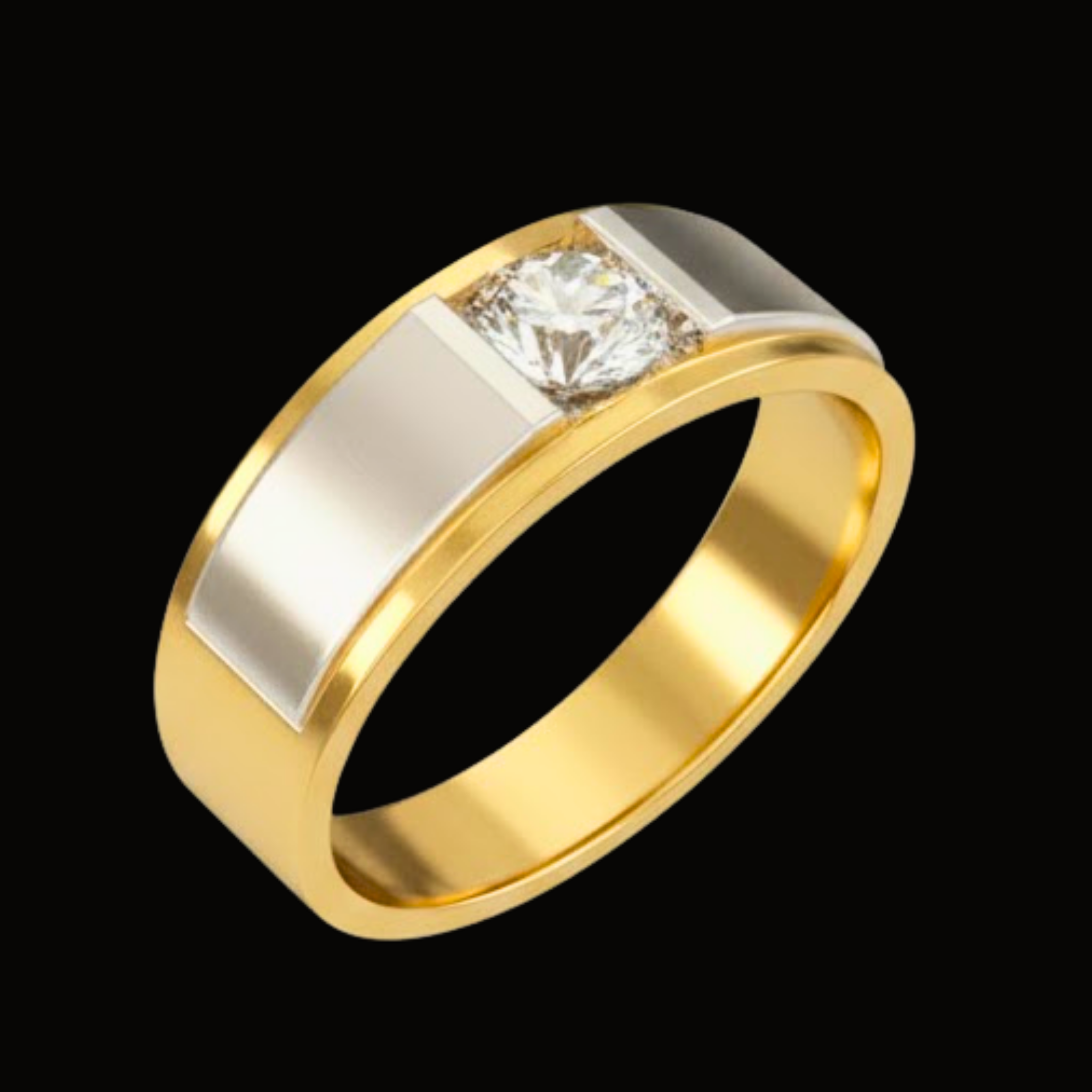 Véskara Men's Two-Tone Solitaire Diamond Ring
