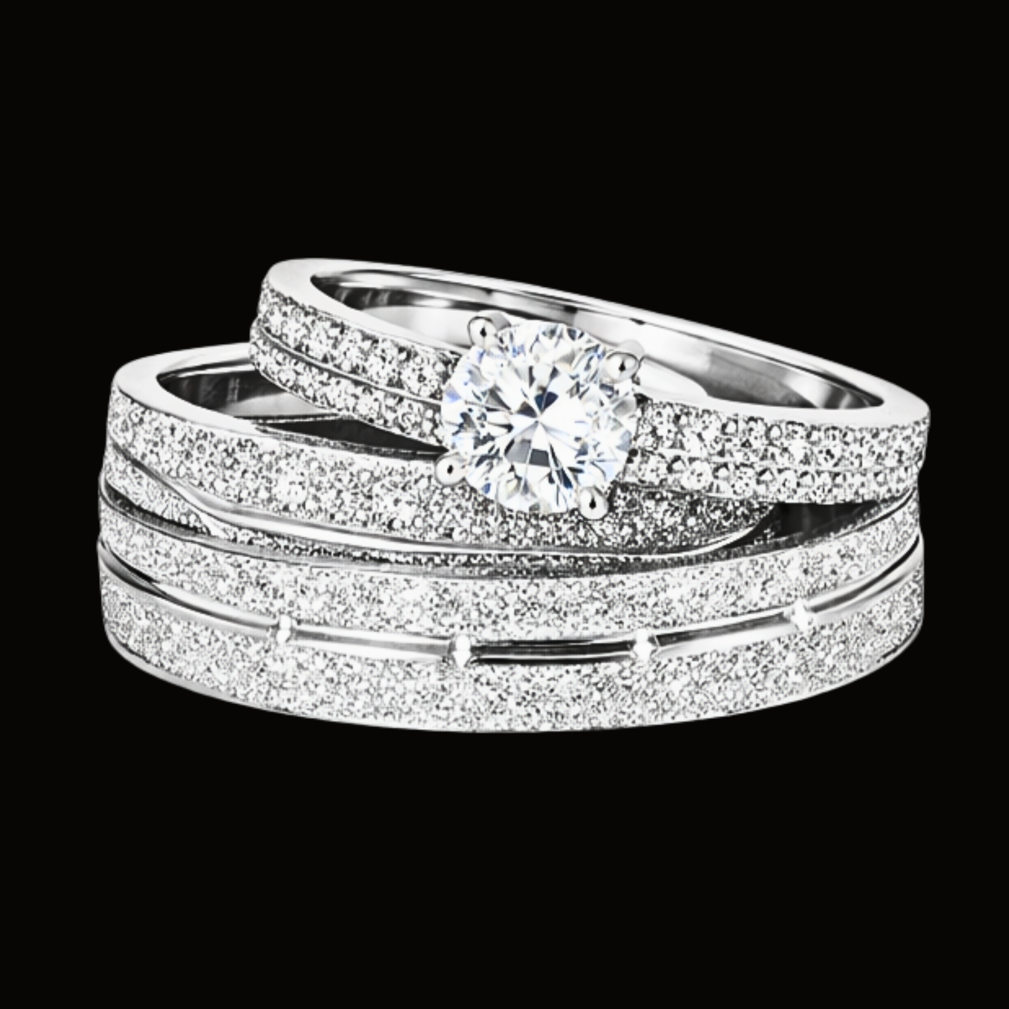 Véskara Diamond Pavé Stackable Ring Set – Luxury Layered Bridal Rings