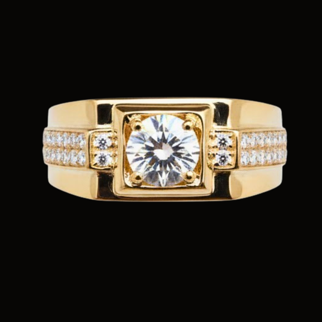 Véskara Men's Gold Square Diamond Engagement Ring