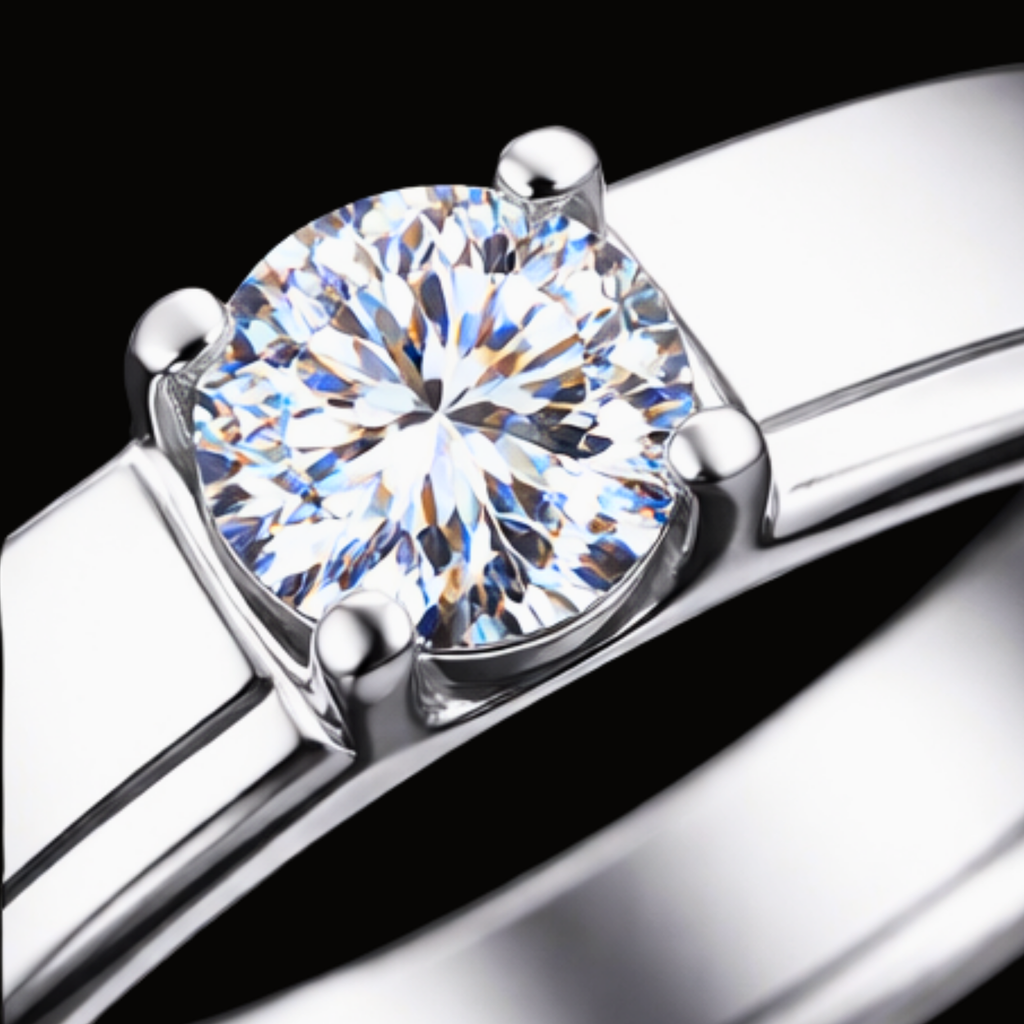 Véskara Minimal Solitaire Diamond Ring – Classic White Gold Engagement Band