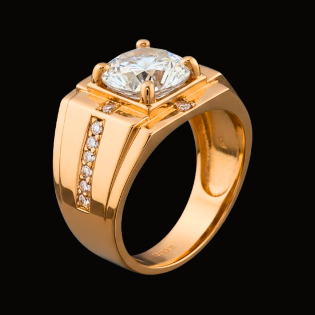 Véskara Men's Gold Solitaire Diamond Power Ring