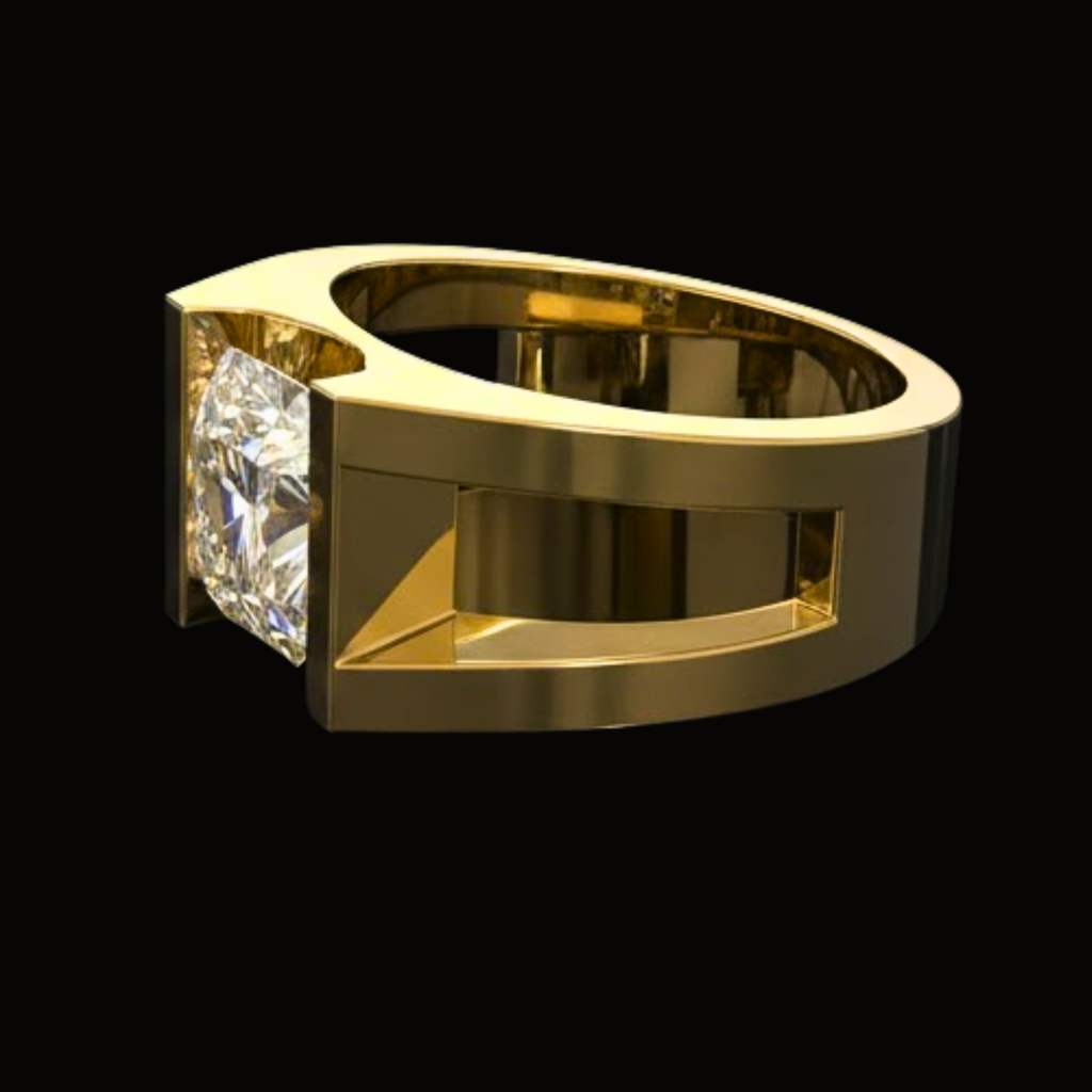 Véskara Men's Architectural Solitaire Diamond Ring