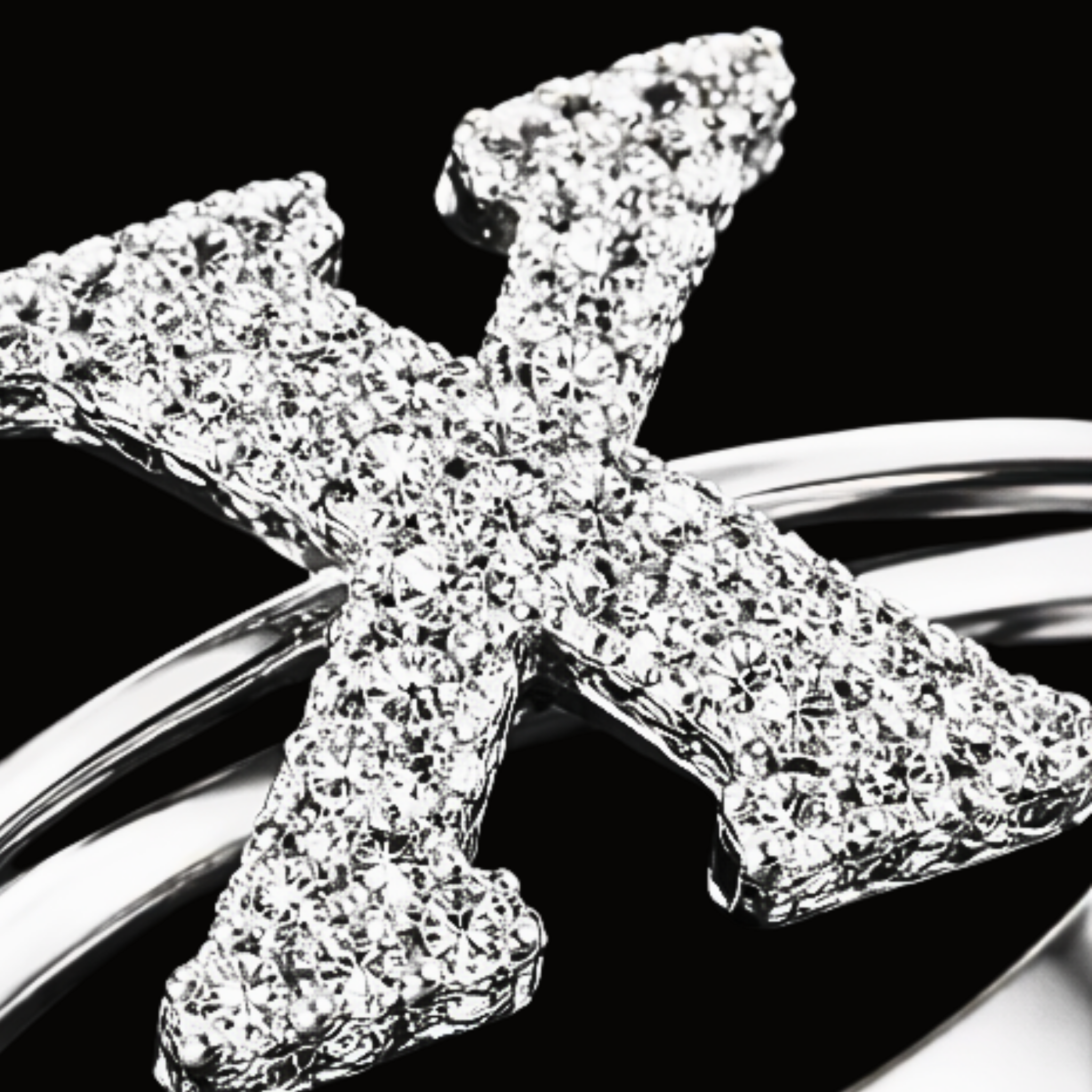 Véskara Diamond Alphabet Ring – Letter X Pavé Diamond Ring
