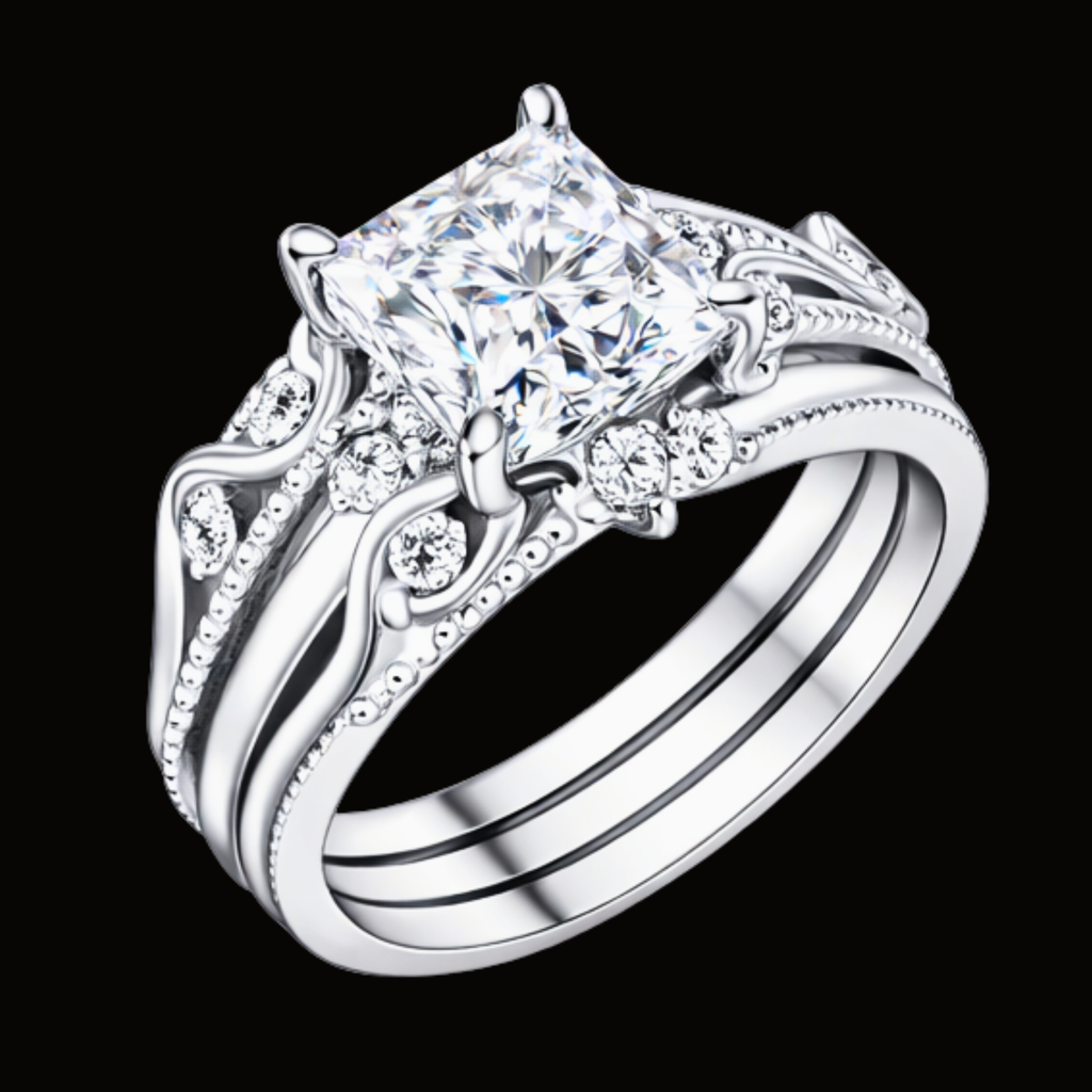 Véskara Royal Crown Princess Cut Diamond Engagement Ring
