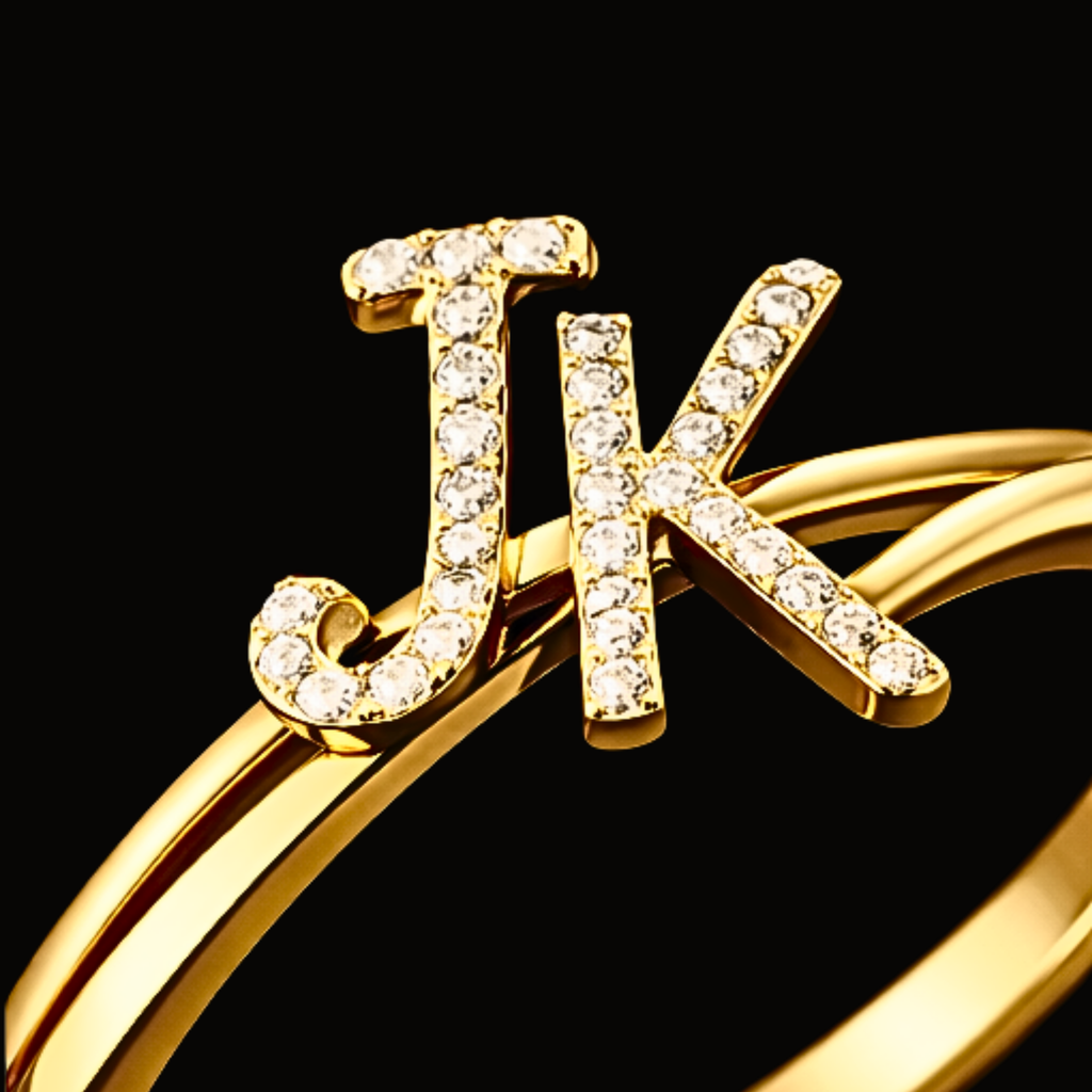 Véskara Diamond Initial Ring – J & K Personalized Diamond Ring