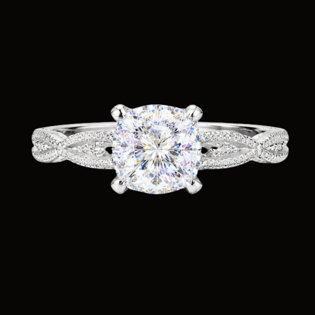 Véskara Cushion Diamond Stackable Ring Set – Twisted Pavé Bridal Stack