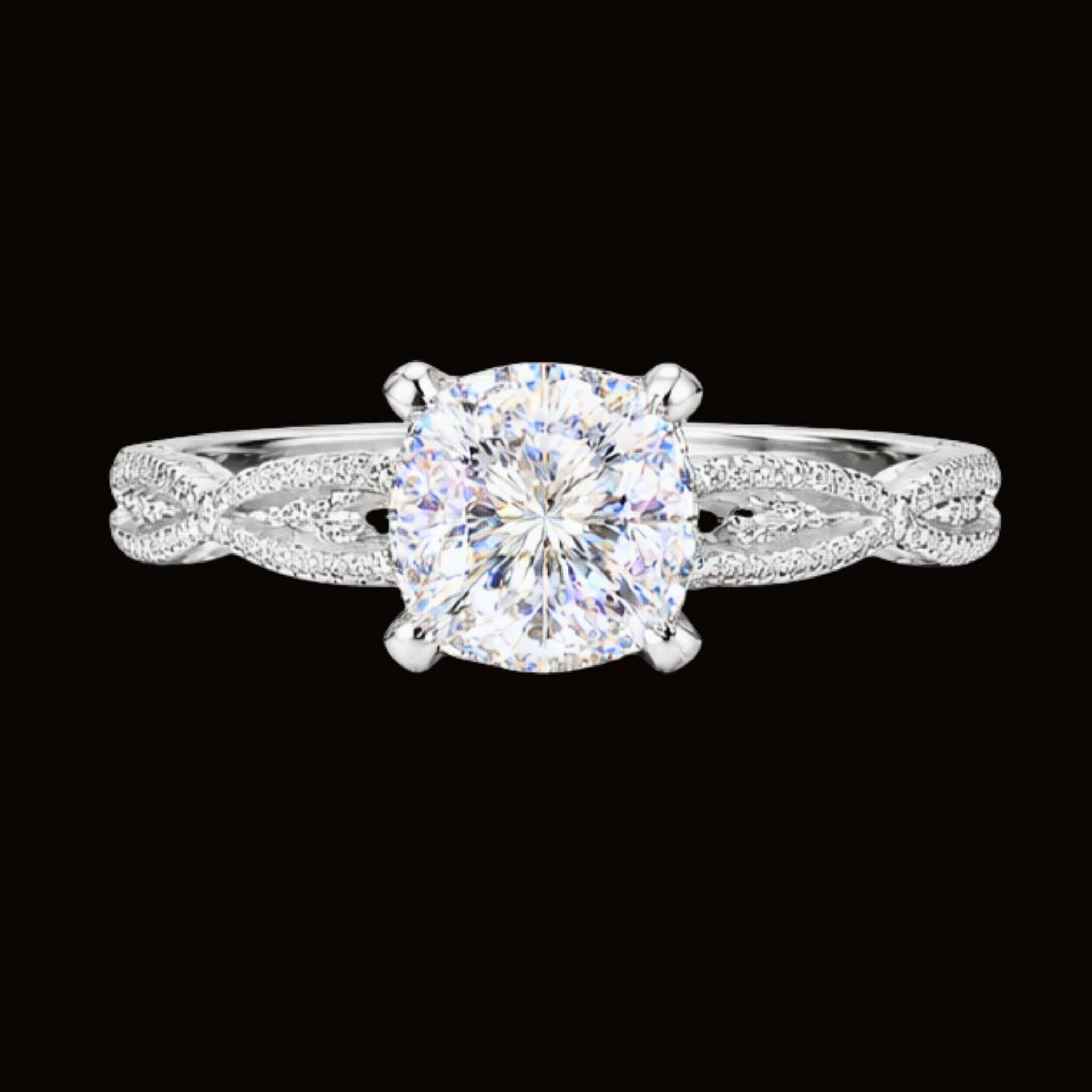Véskara Cushion Diamond Stackable Ring Set – Twisted Pavé Bridal Stack