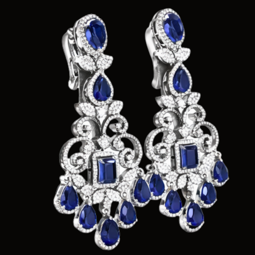 Véskara Royal Sapphire Diamond Chandelier Earrings