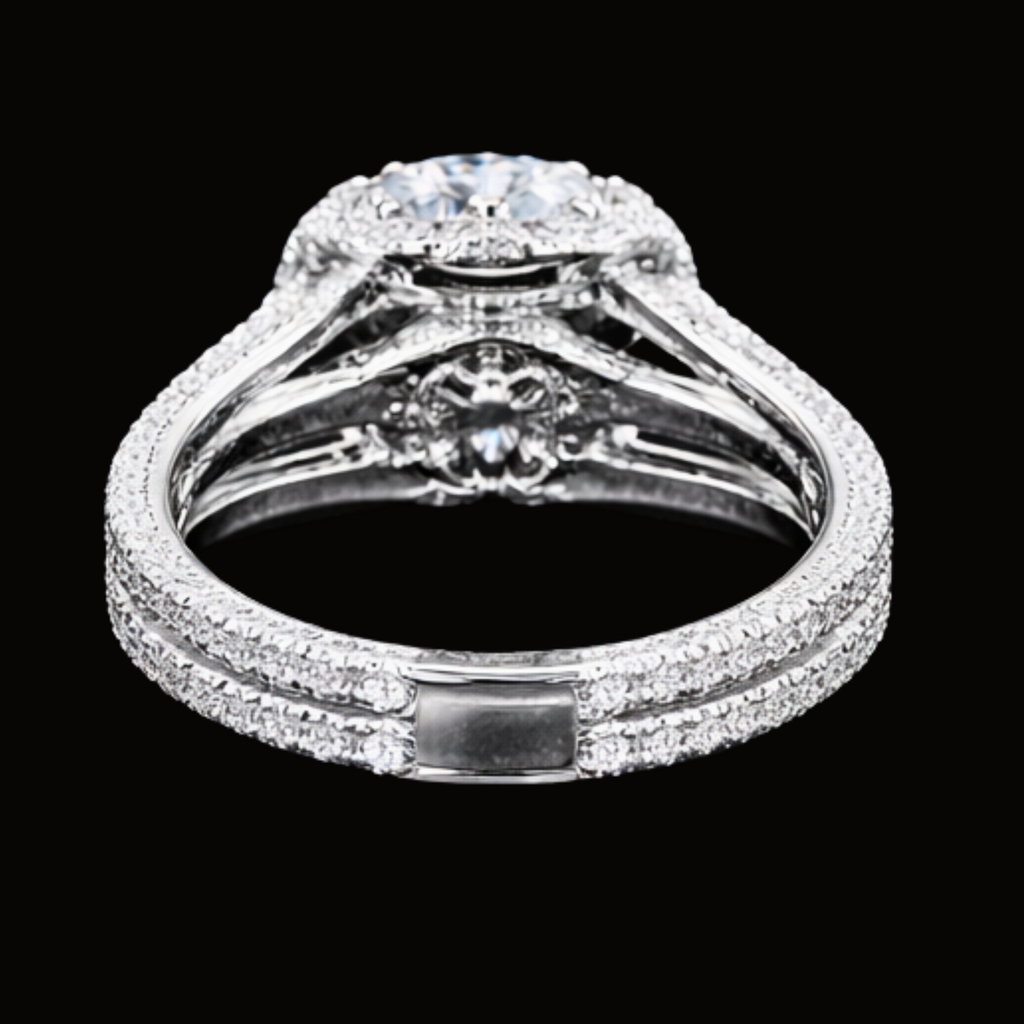 Véskara Pavé Halo Diamond Engagement Ring
