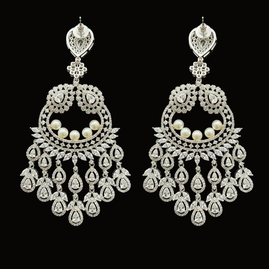 Véskara Noor Diamond &amp; Pearl Chandelier Earrings