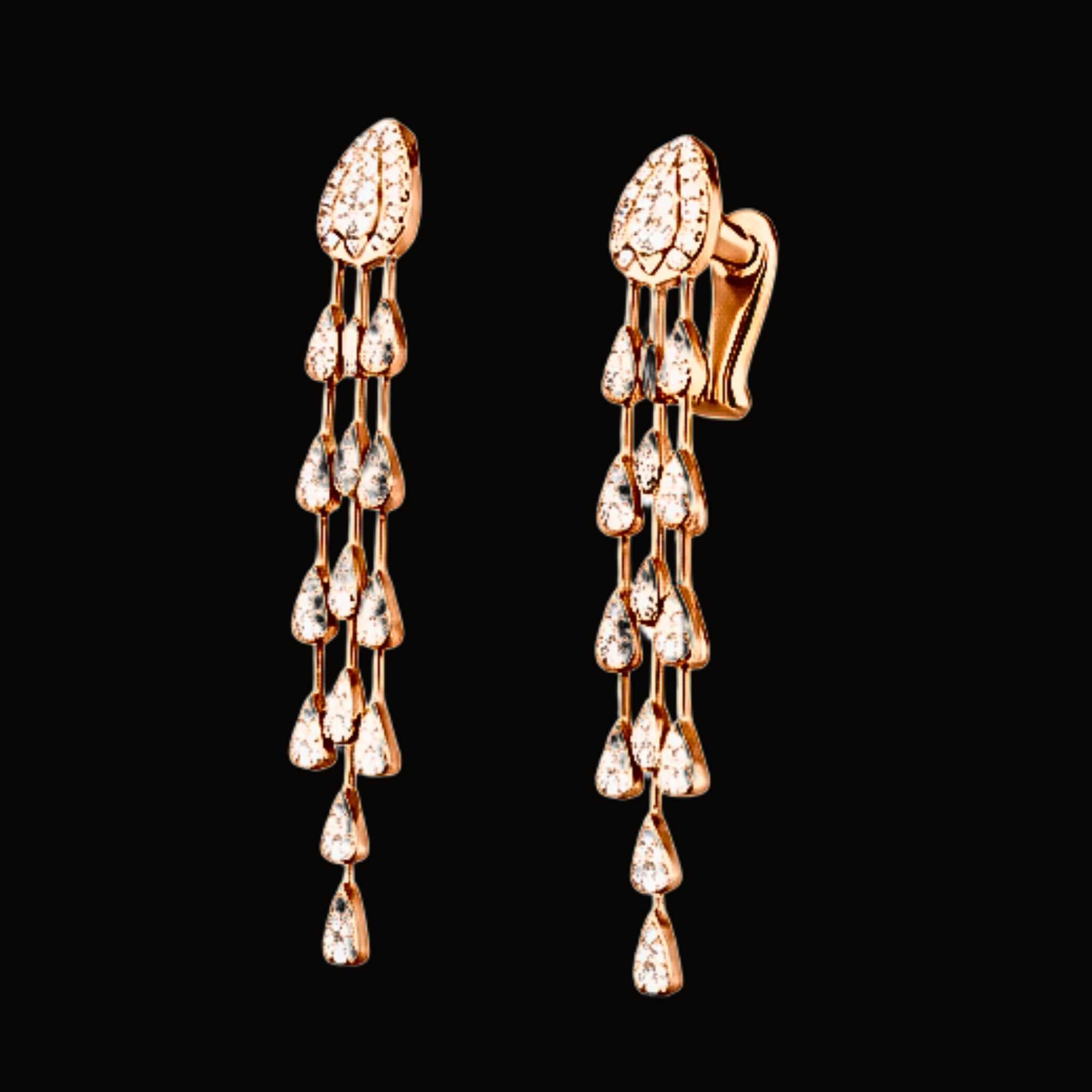 Véskara Luna Diamond Teardrop Tassel Earrings