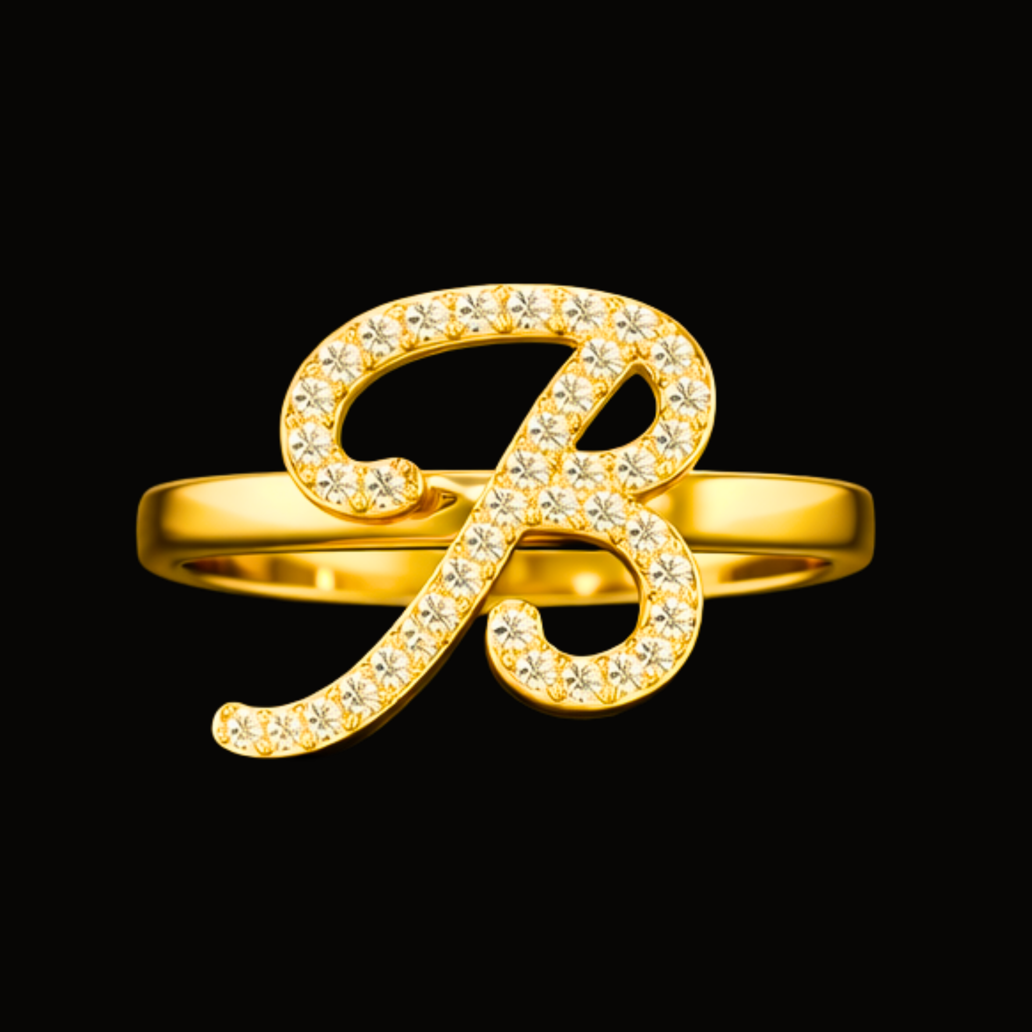 Véskara Diamond Alphabet Ring – Letter B Initial Diamond Ring
