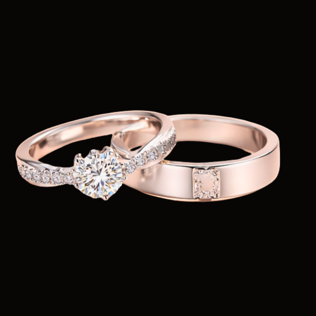 Véskara Radiant Pavé Diamond Engagement Ring – Rose Gold Solitaire Ring