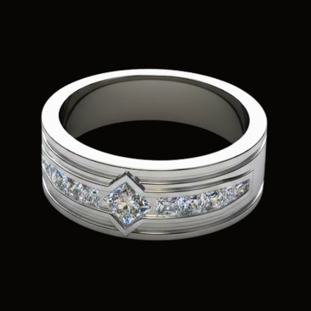 Véskara Men's Princess Cut Diamond Band
