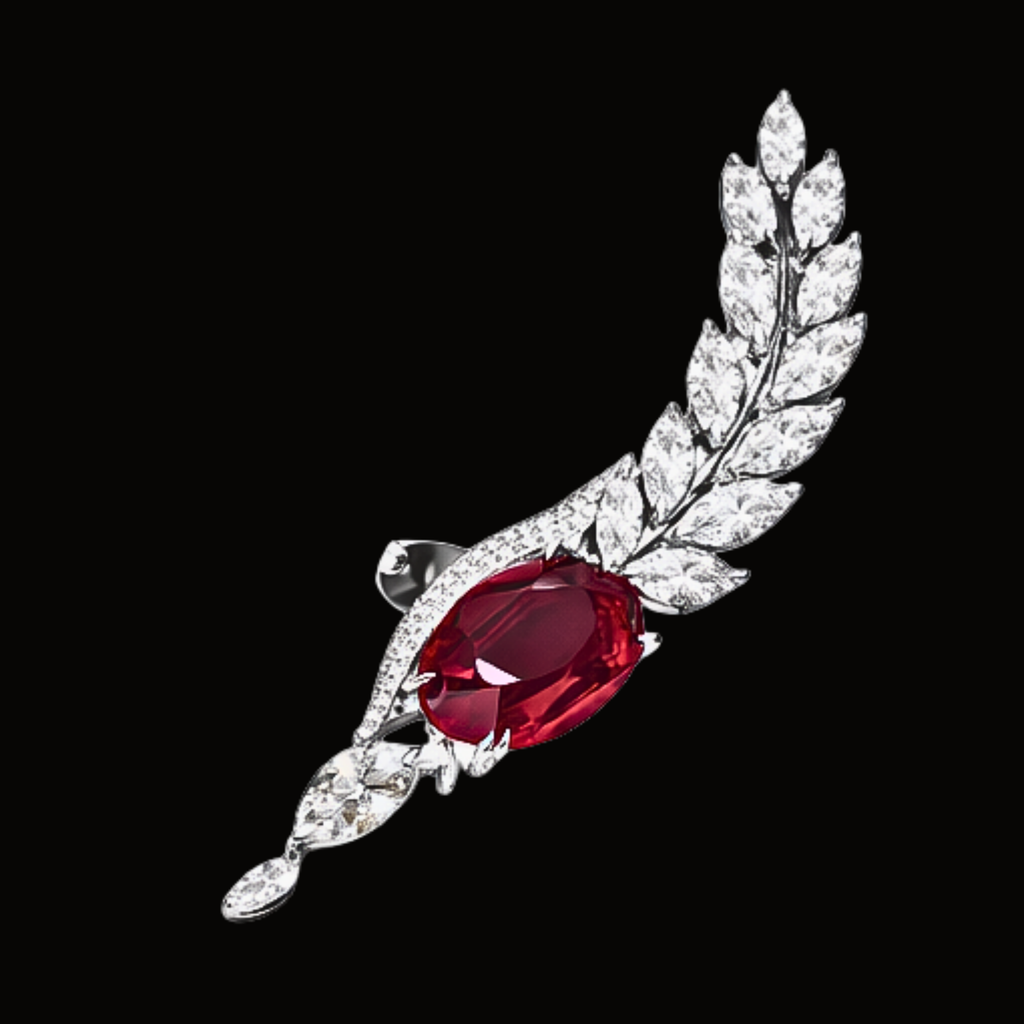 Véskara Ruby Leaf Diamond Ear Cuff