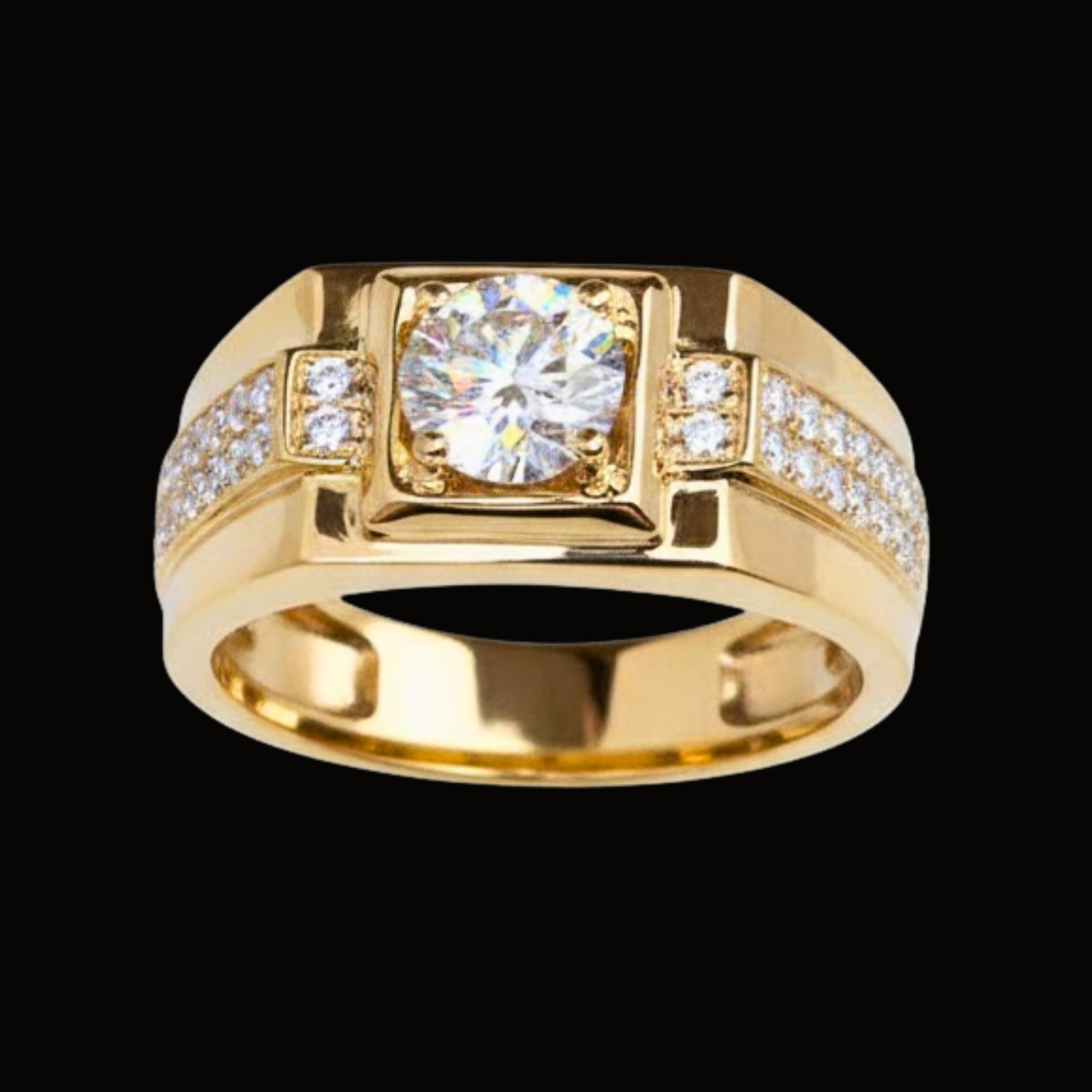 Véskara Men's Gold Square Diamond Engagement Ring