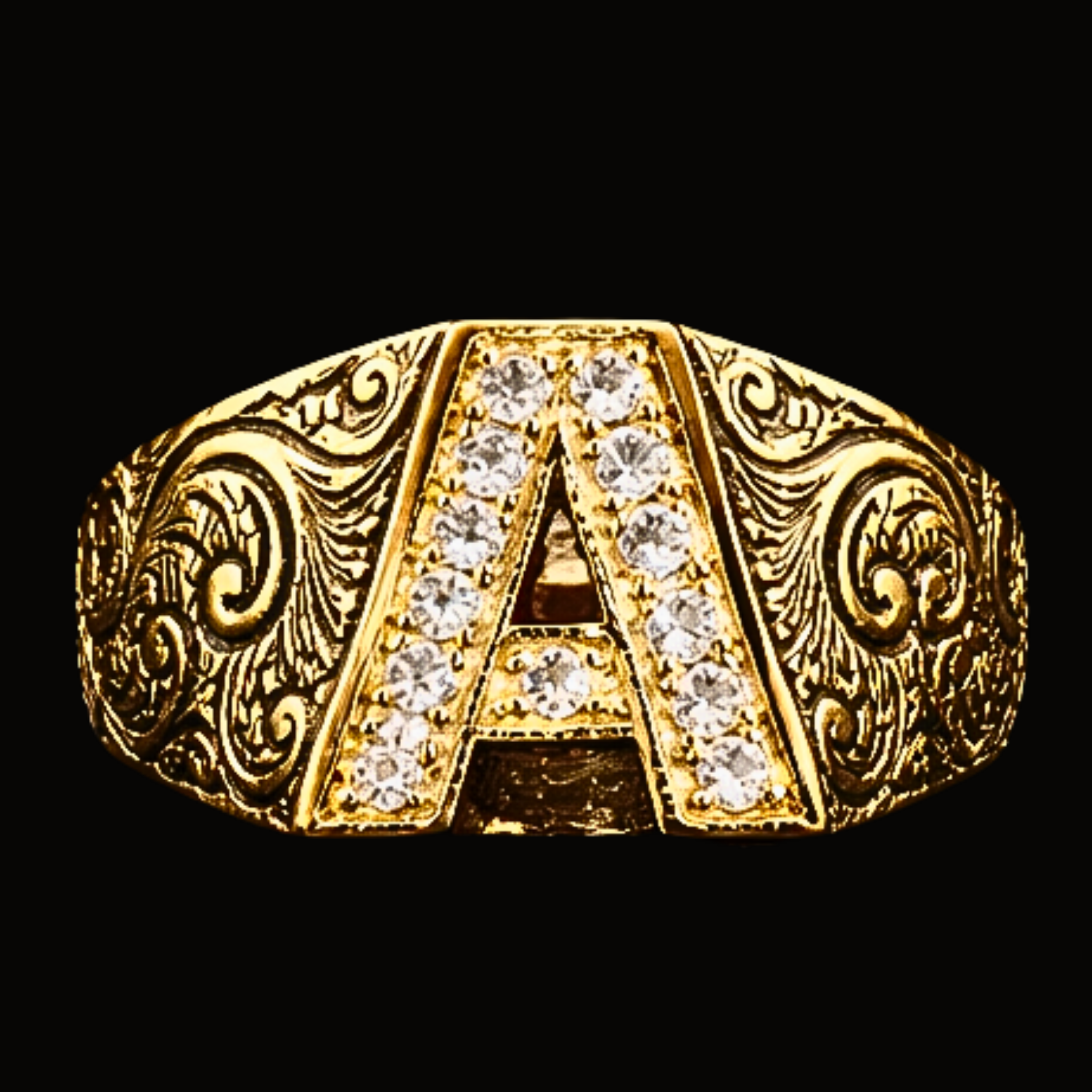 Véskara Royal Diamond Initial Signet Ring – Letter A Luxury Statement Ring
