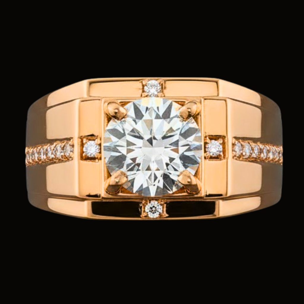 Véskara Men's Gold Solitaire Diamond Power Ring