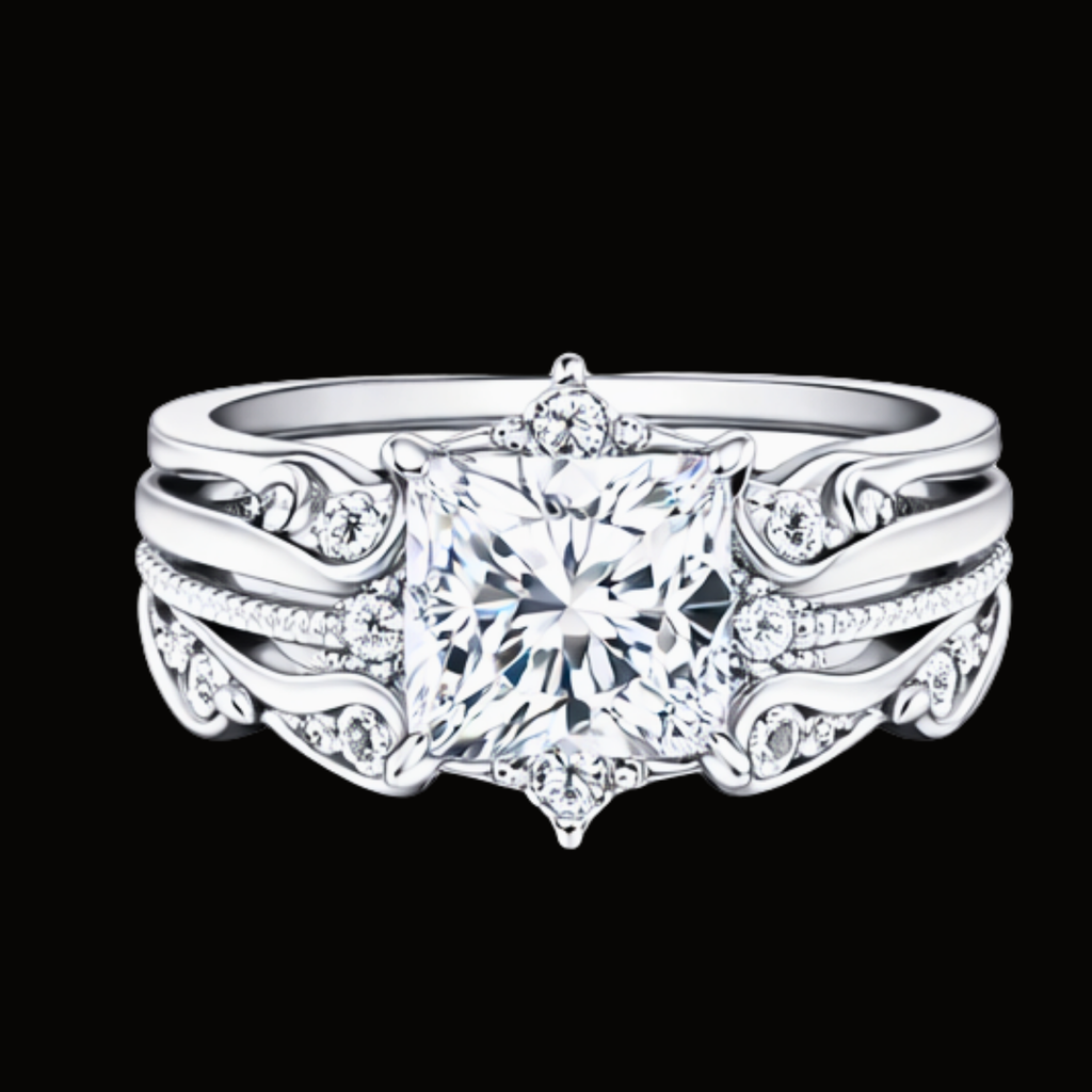 Véskara Royal Crown Princess Cut Diamond Engagement Ring