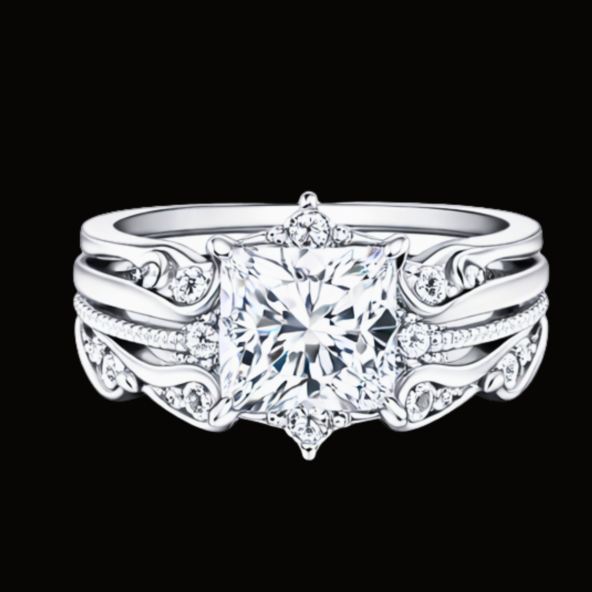 Véskara Royal Crown Princess Cut Diamond Engagement Ring