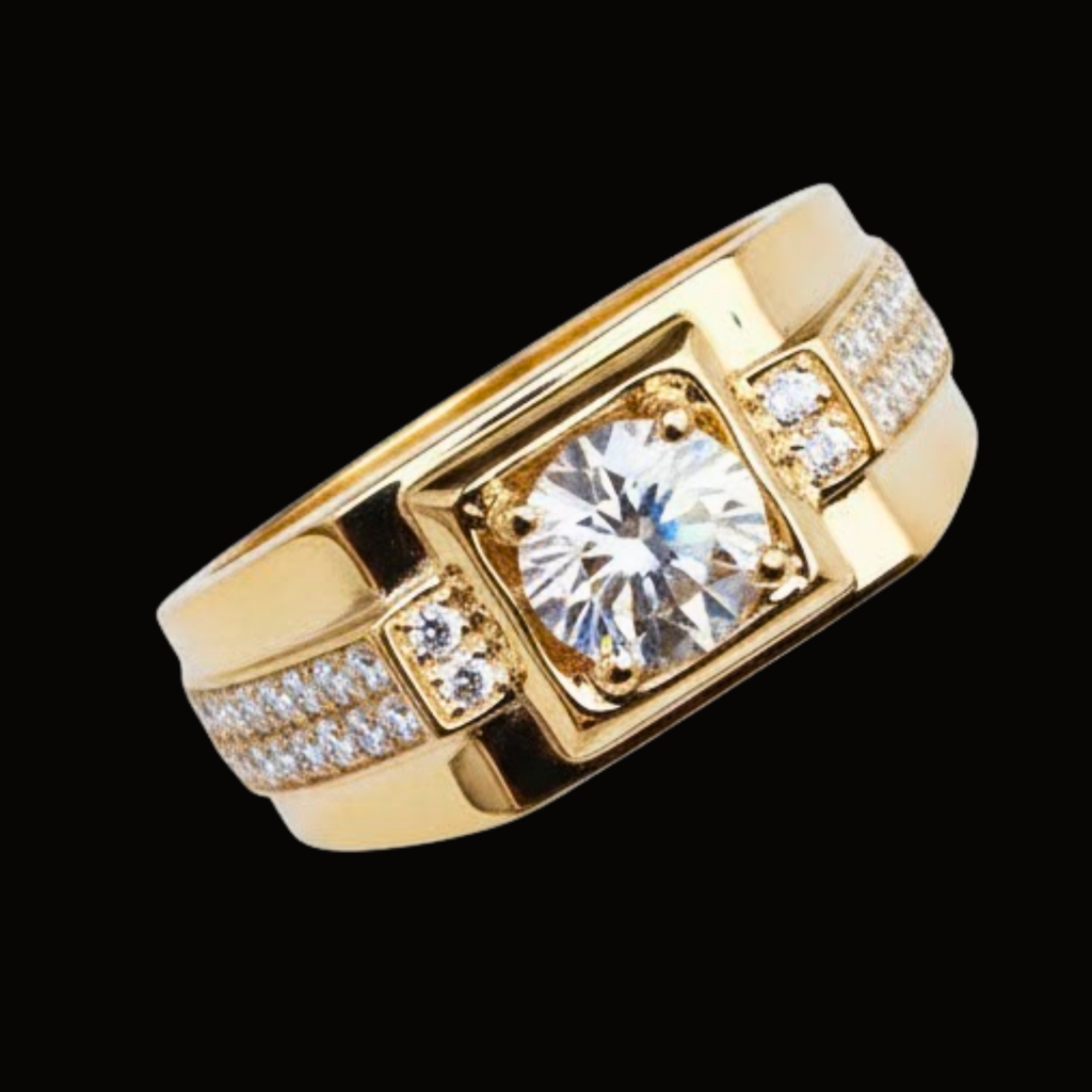 Véskara Men's Gold Square Diamond Engagement Ring