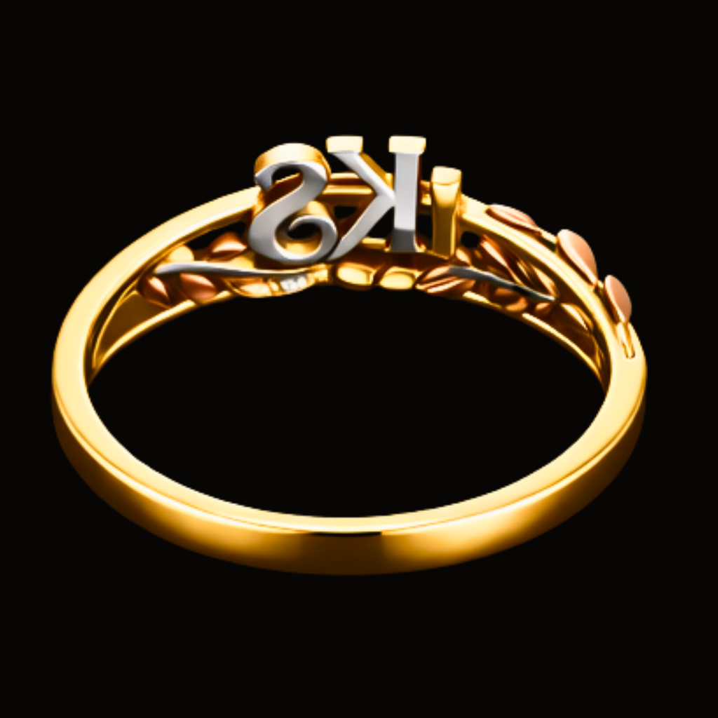 Véskara Heritage Diamond Initial Ring – KS Personalized Leaf Diamond Ring