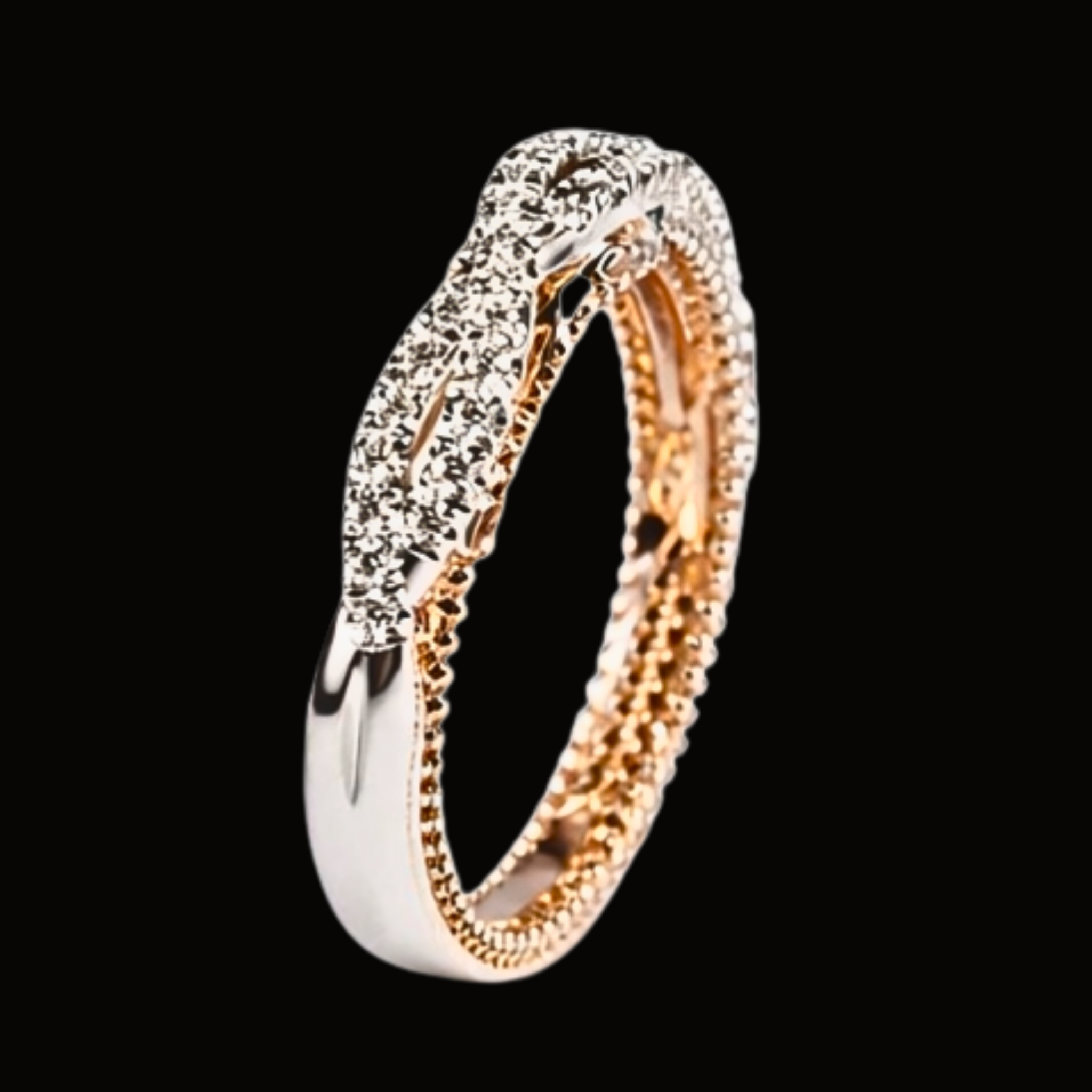 Véskara Halo Diamond Stackable Ring – Two Tone Pavé Stacking Ring