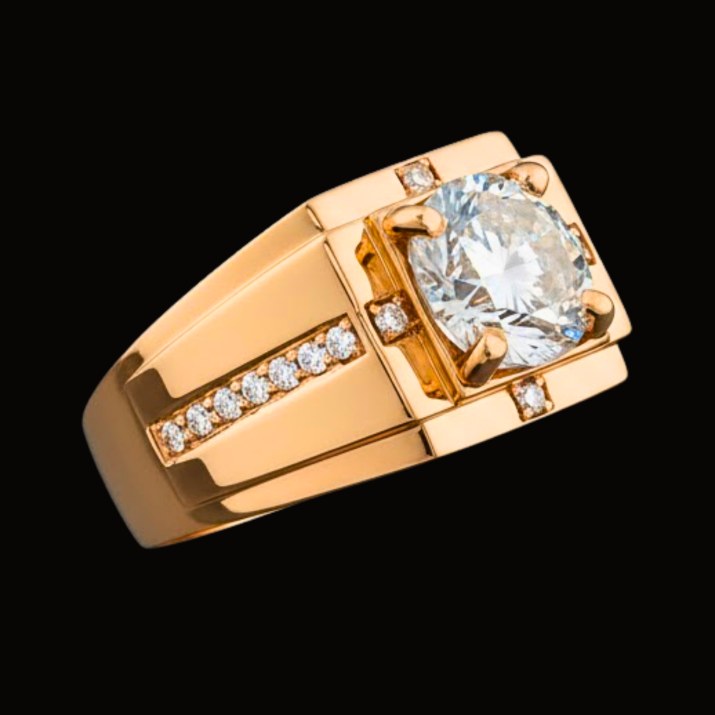 Véskara Men's Gold Solitaire Diamond Power Ring