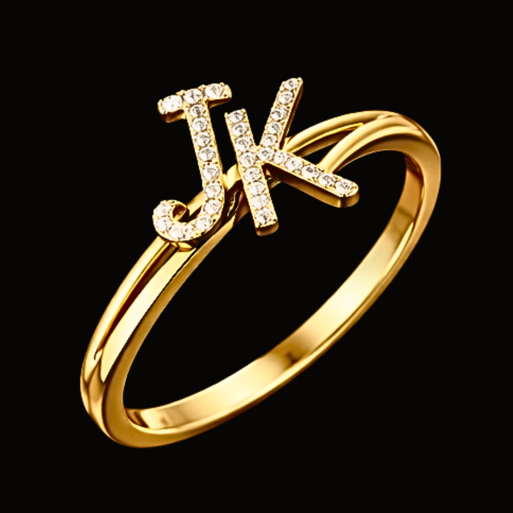 Véskara Diamond Initial Ring – J & K Personalized Diamond Ring