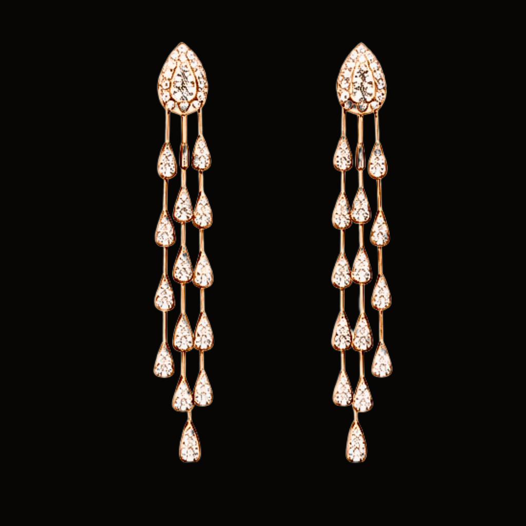 Véskara Luna Diamond Teardrop Tassel Earrings