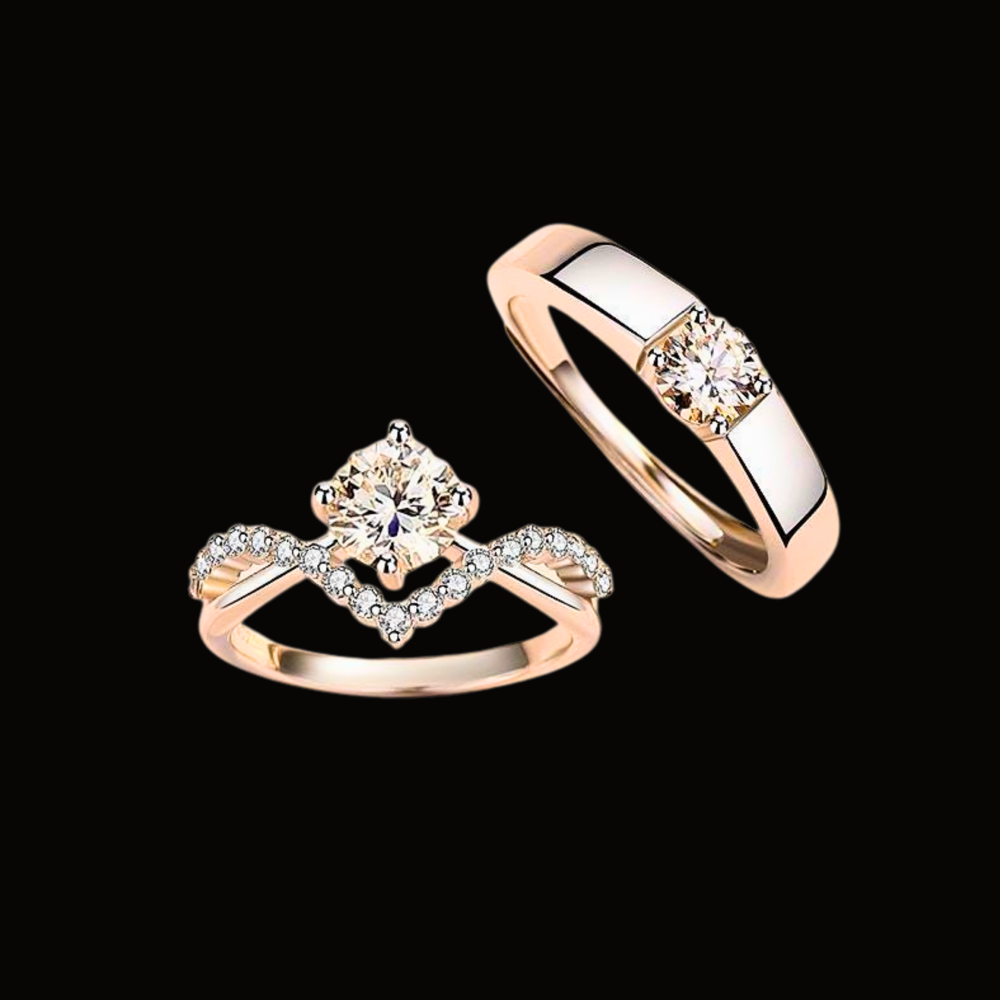 Véskara Radiant Pavé Diamond Engagement Ring – Rose Gold Solitaire Ring